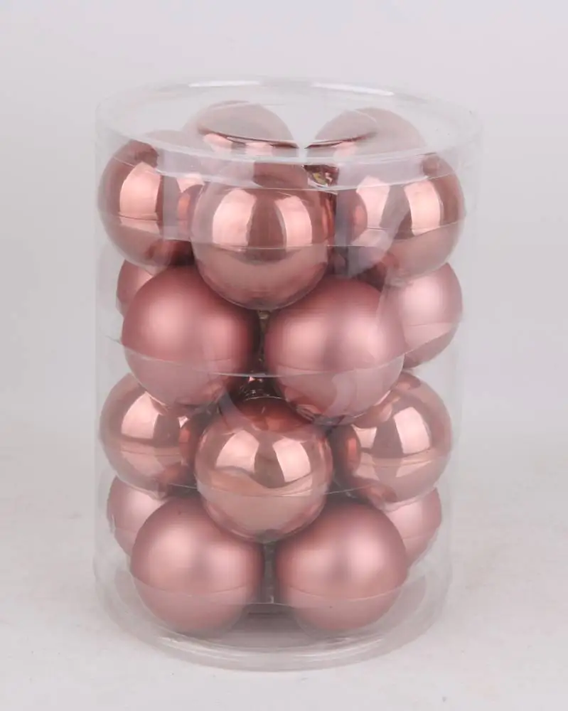 2076601539049 TrendLine Glaskugeln in uni glanz/matt Ø 6 cm, marmor pink, 20 Stück