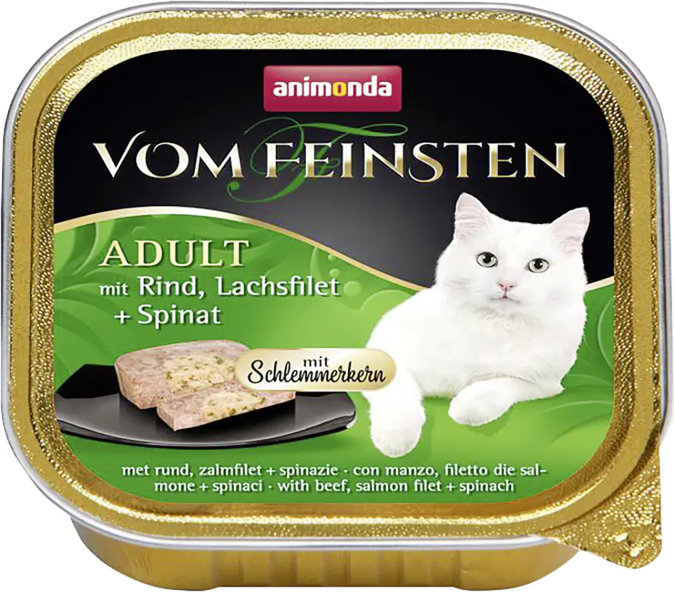 Vom Feinsten Katzennassfutter mit Rind Lachs & Spinat, 100g Vom Feinsten Katzennassfutter mit Rind Lachs & Spinat, 100g