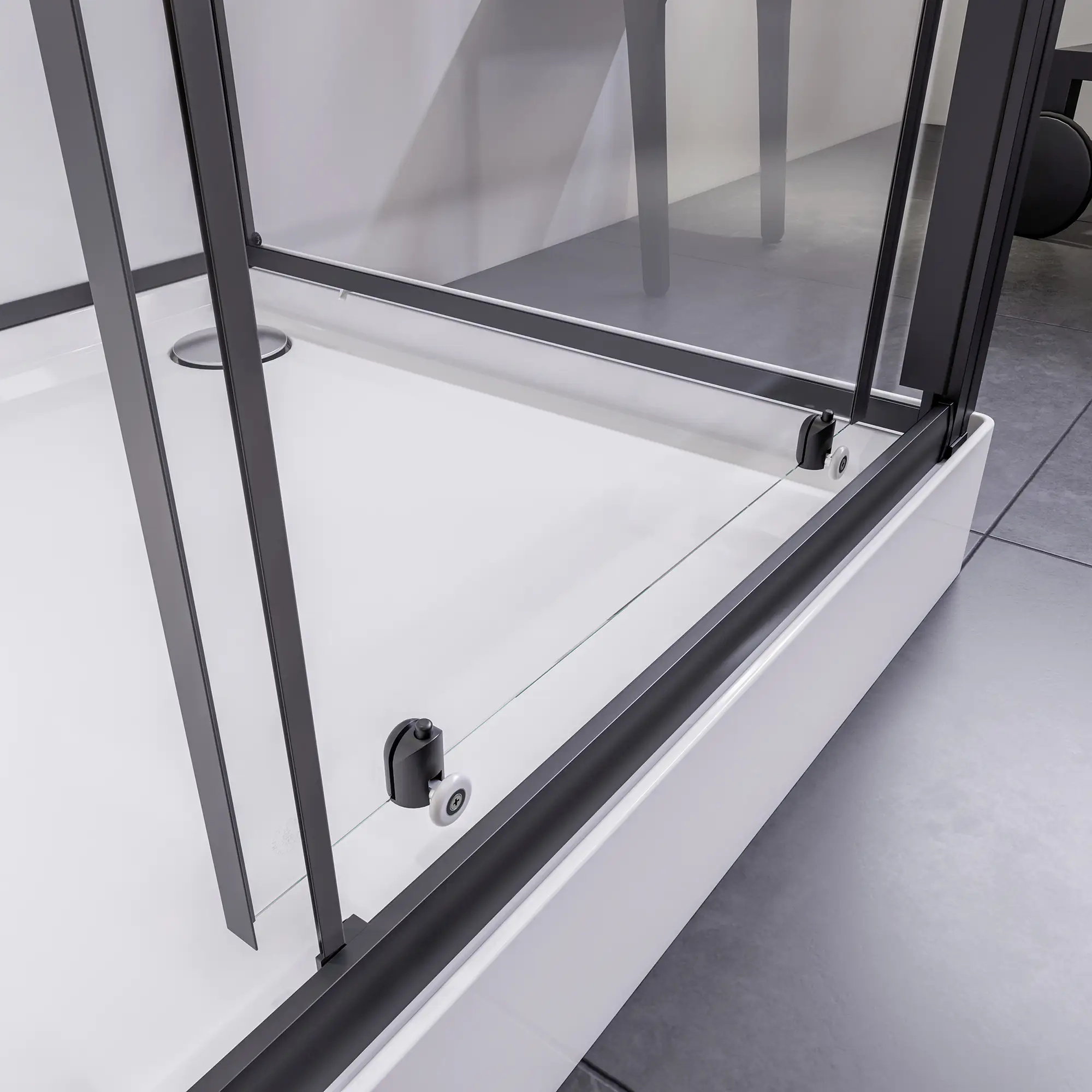 Breuer Komplettdusche BR 100 Schiebetür + Seitenwand li 90x120x204 cm, Schwarz, Klarglas hell