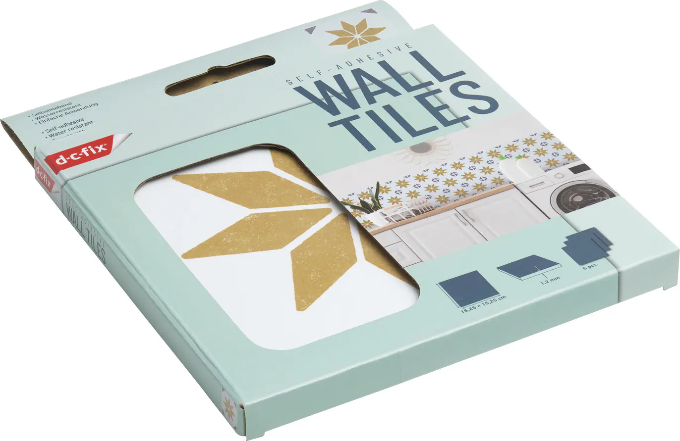 D-c-fix Wandfliesen selbstklebend Alia gold 6er Set 15 x 15 cm