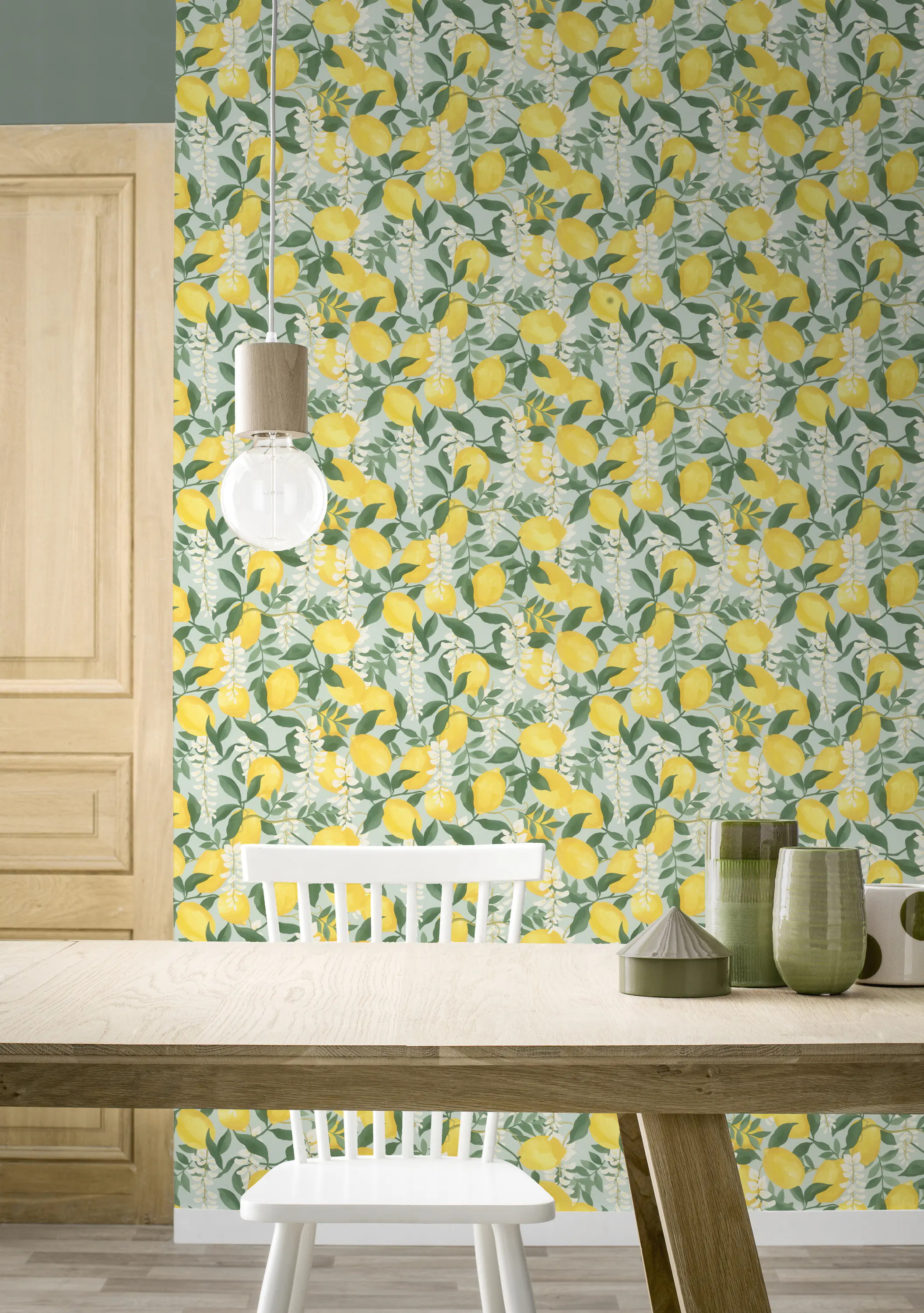Tesa x Rasch selbstklebende Tapete Portofino Zitronen gelb grün 6 x 0,53 m 