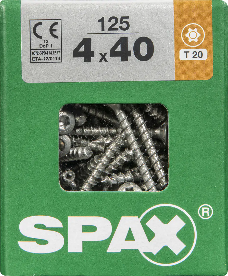 Spax Universalschrauben 4.0 x 40 mm TX 20 Linsenkopf - 125 Stk. Spax Universalschrauben 4.0 x 40 mm TX 20 Linsenkopf - 125 Stk.