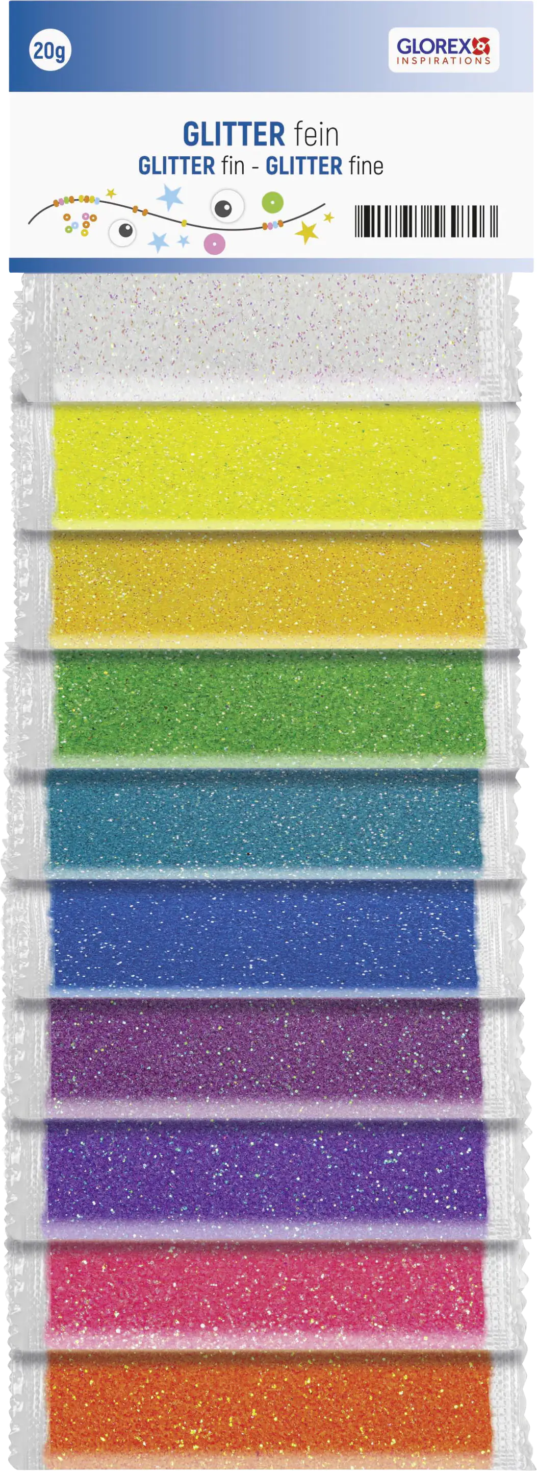Glorex Glitter fein bunt, 20 g