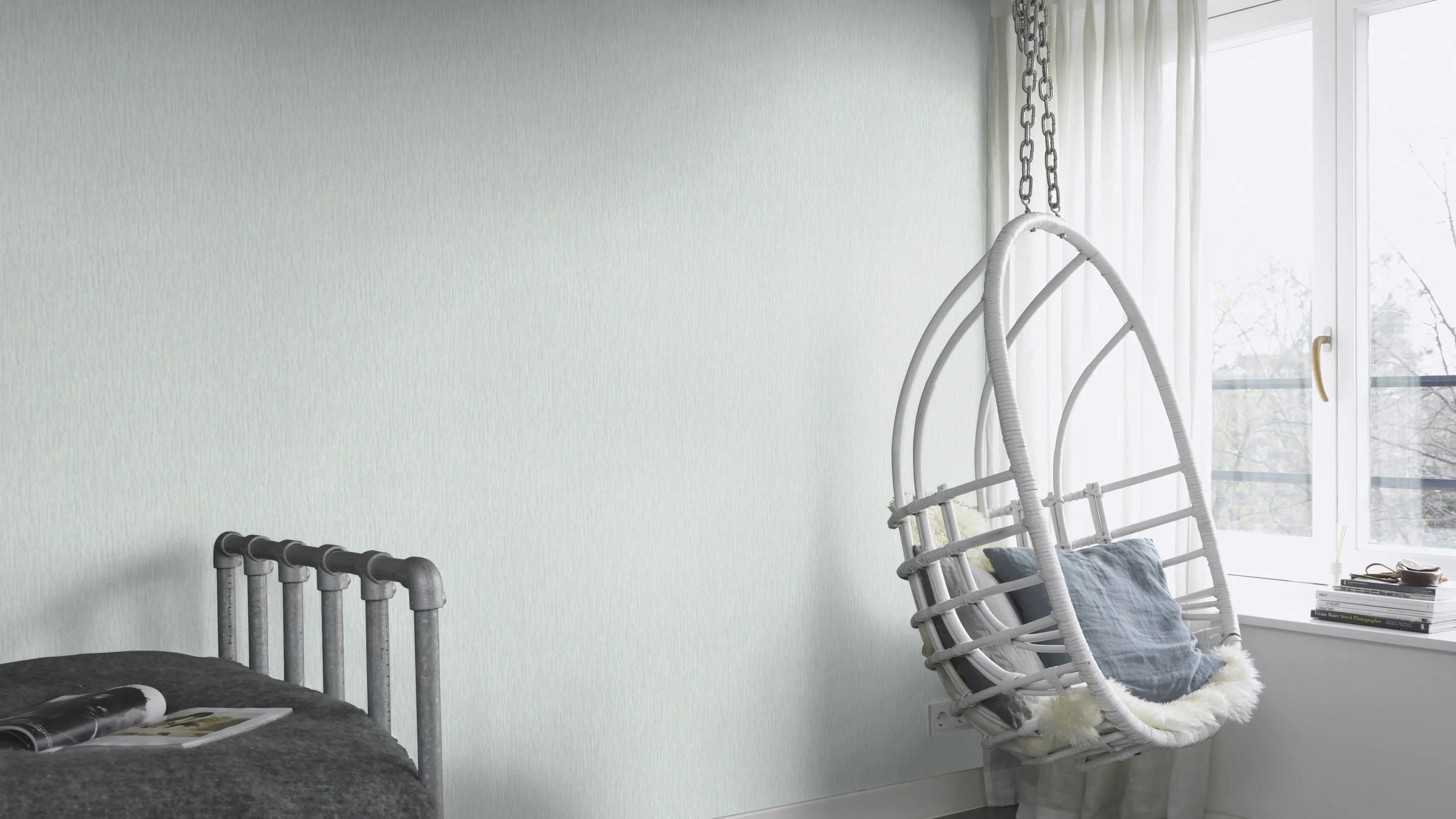 Rasch Vliestapete 570052 Trianon XIII textilstruktur blau, 10,05 x 0,53 m