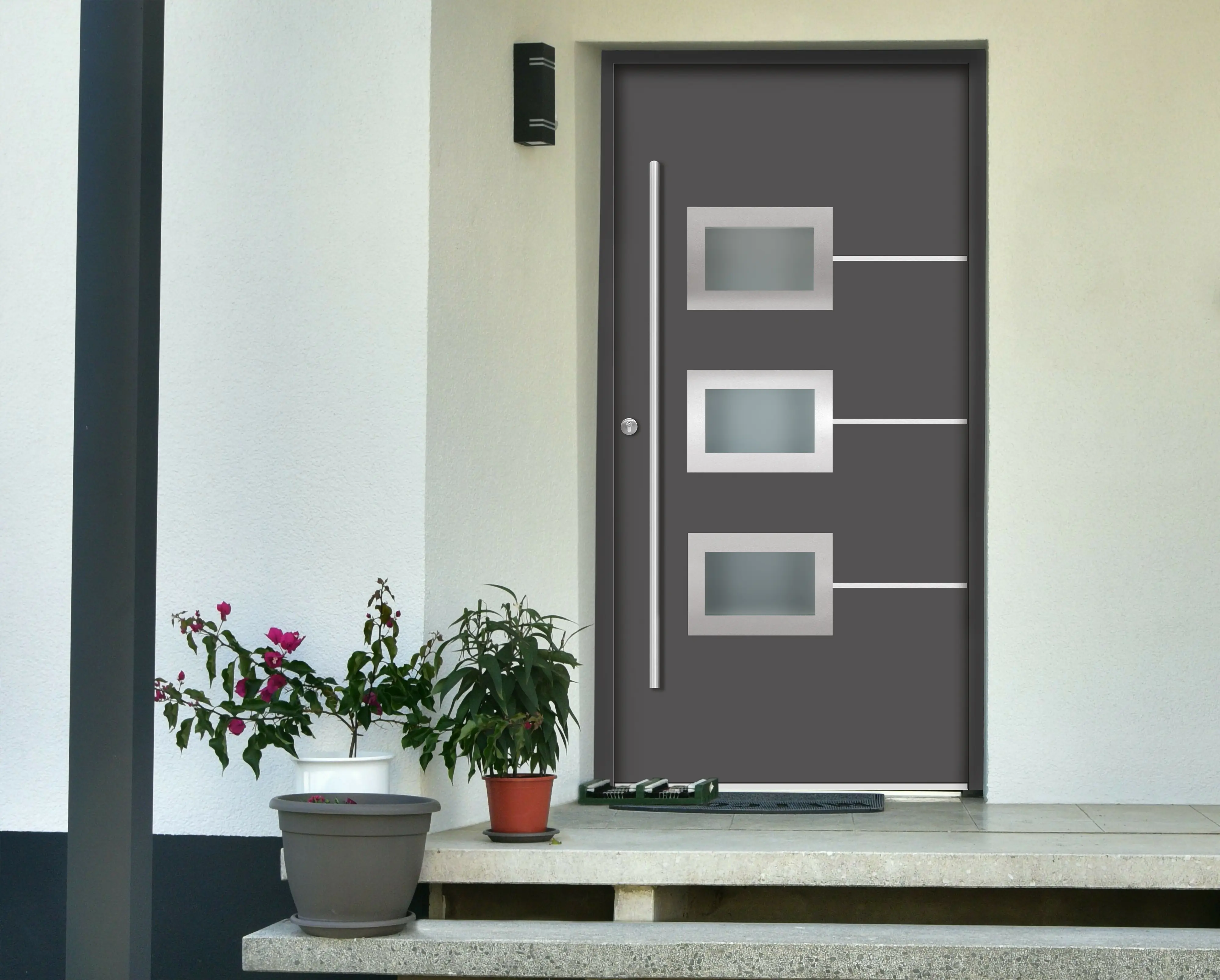 Splendoor Haustür Passivedoor Premium B03 Anthrazit DIN Links 100 x 210 cm