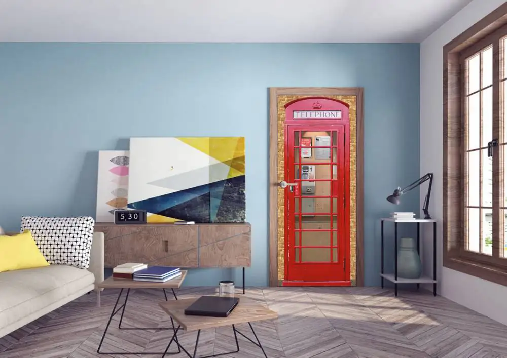 papermoon Vlies-Fototapete Wand & Türdekor Digitaldruck 90 x 200 cm englische Telefonzelle