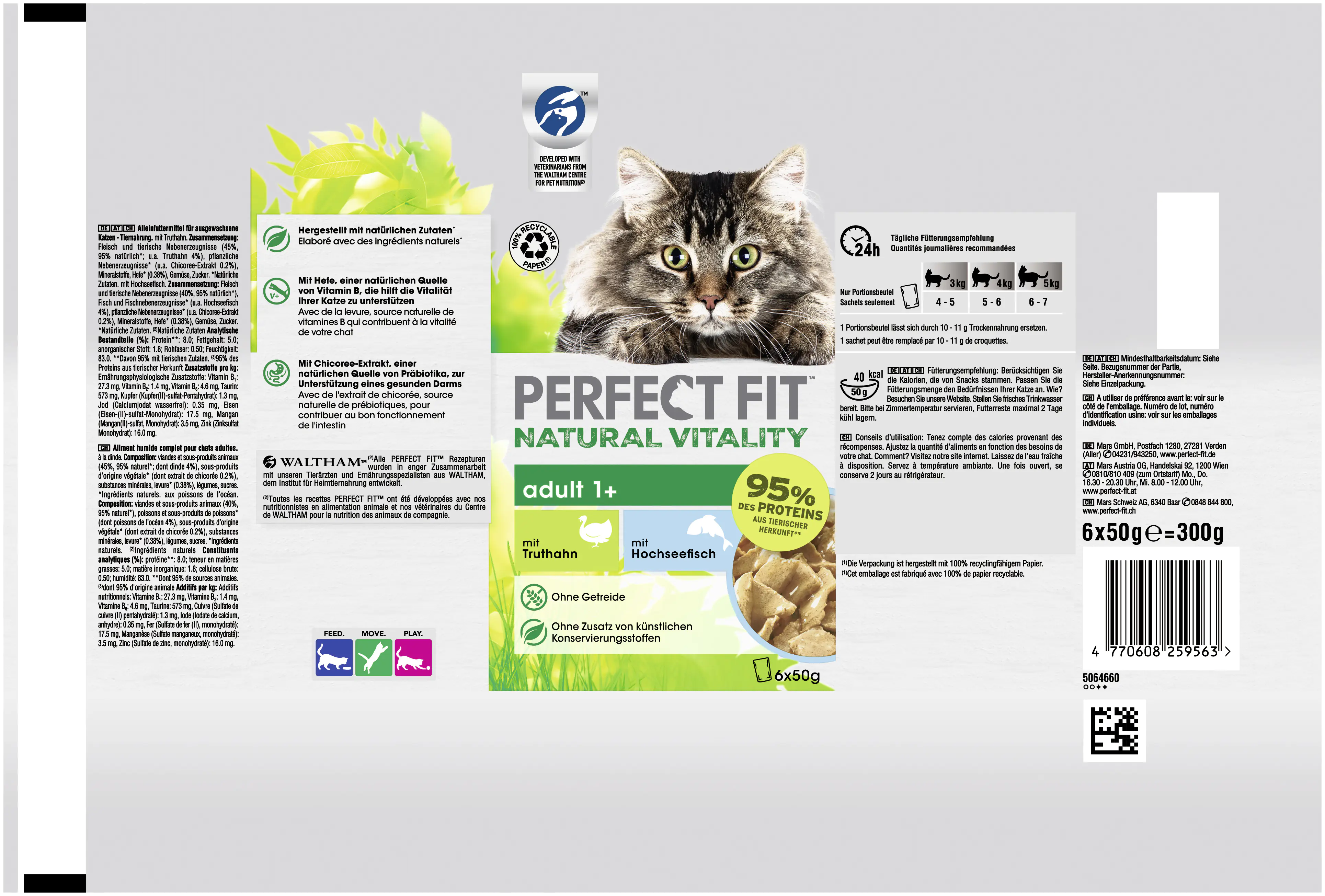 Perfect Fit Natural Vitality 1+ Truthahn & Hochseefisch Katzenfutter 6 x 50g