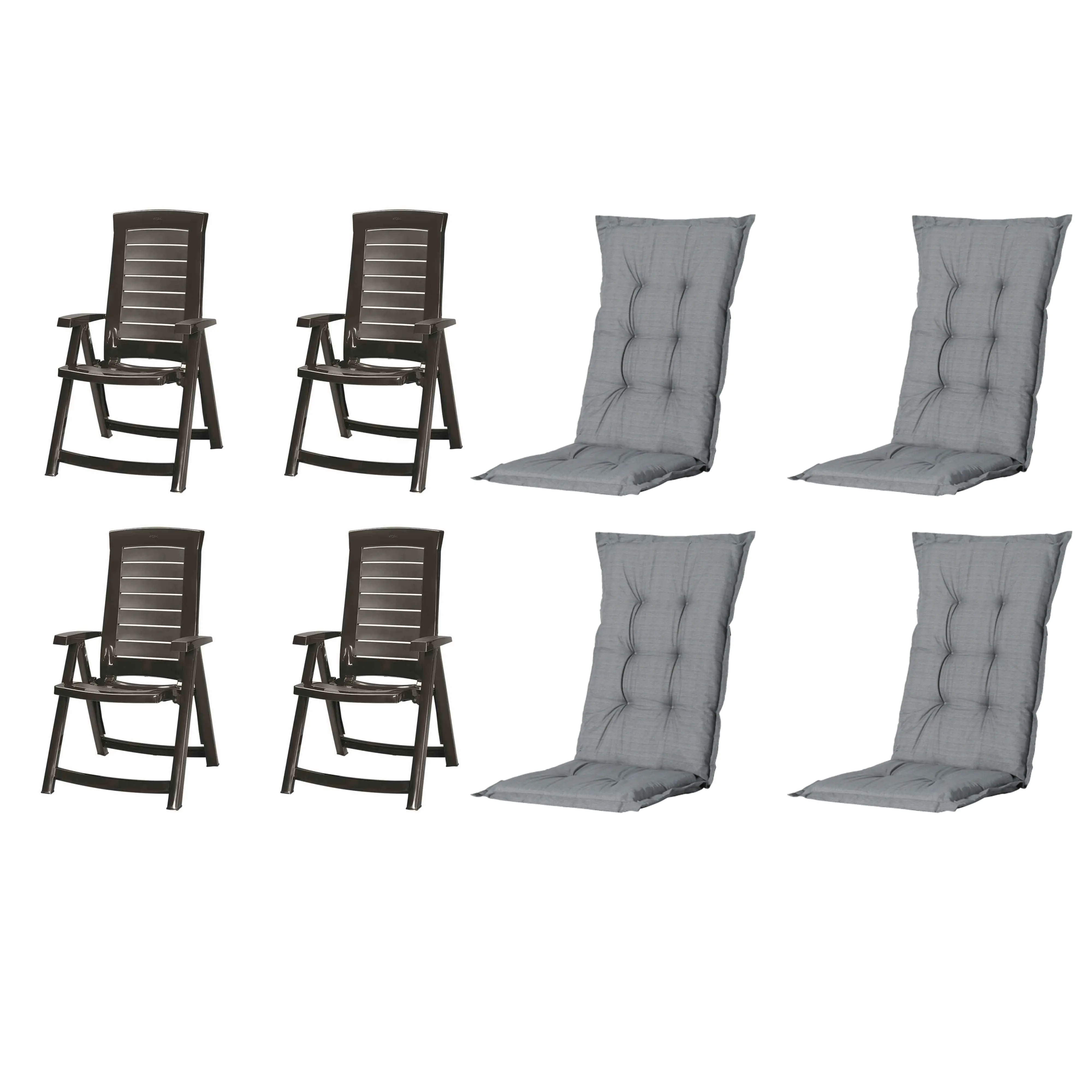 Jardin Gartenstuhl-Set Aruba mit Auflagen graphit/grau 8-tlg.