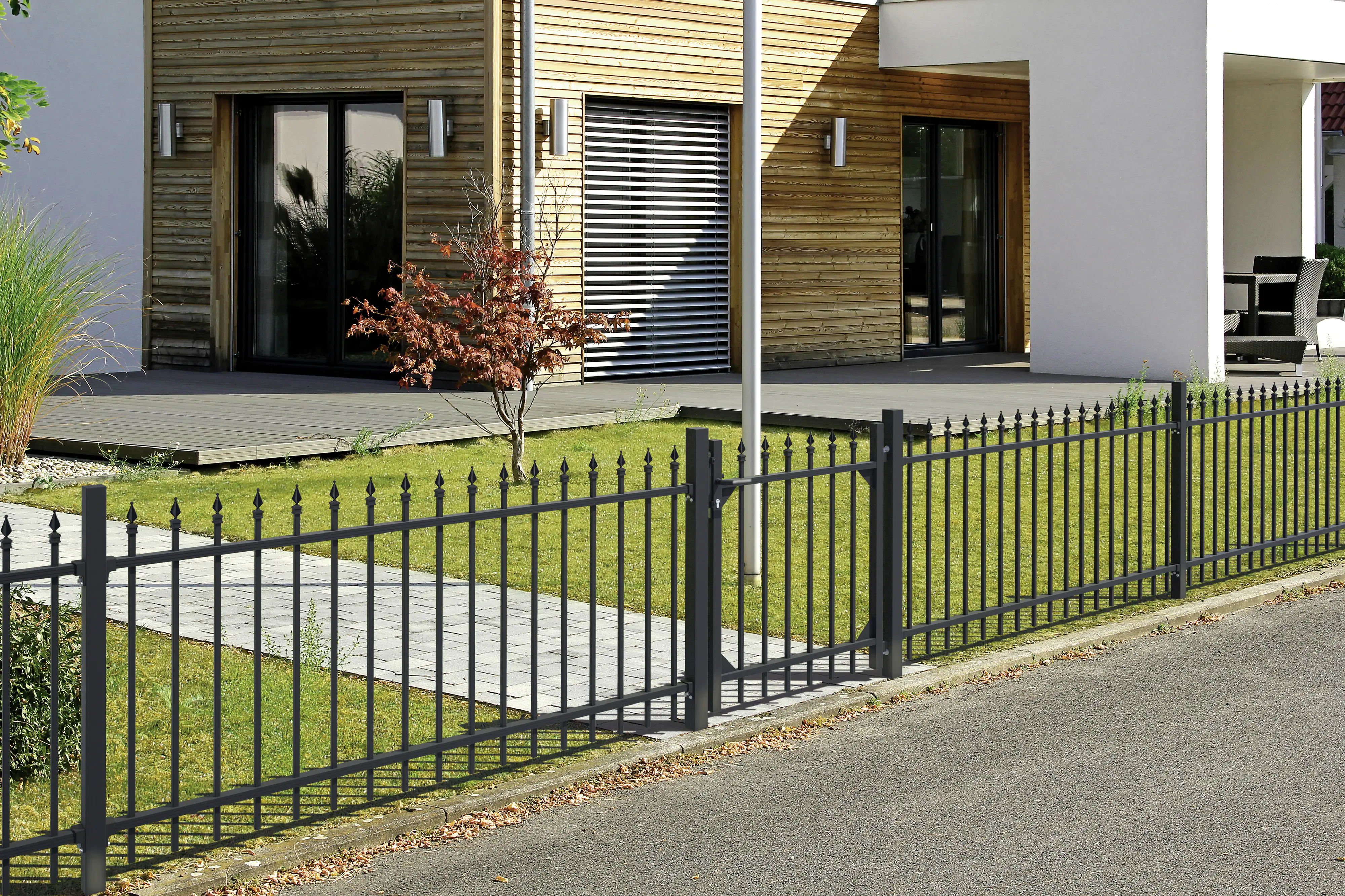 Alberts Komplettset Zaun Chaussee 2 m 120 cm matt schwarz zE
