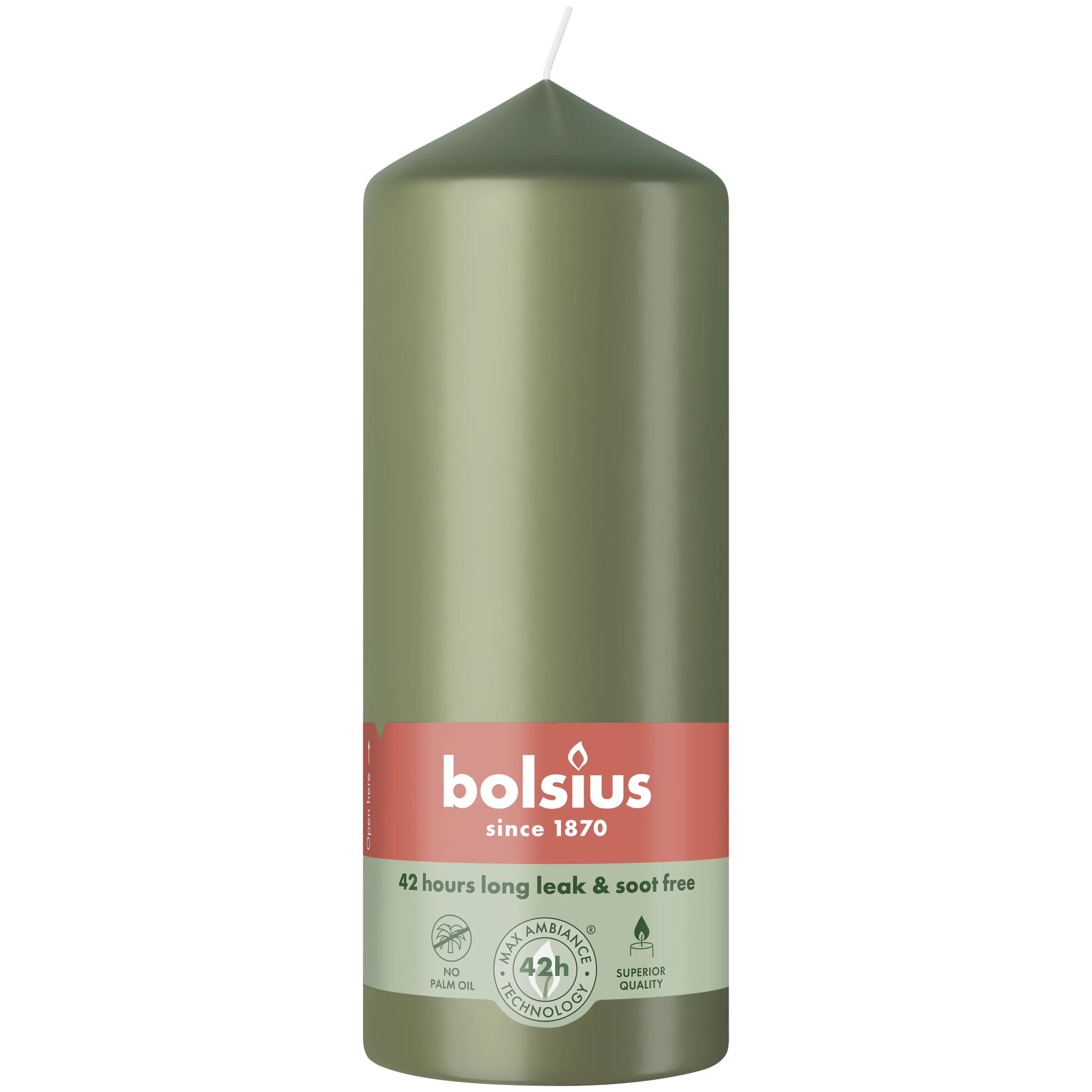 Bolsius Stumpenkerze olive 15 cm Ø 5,8 cm 