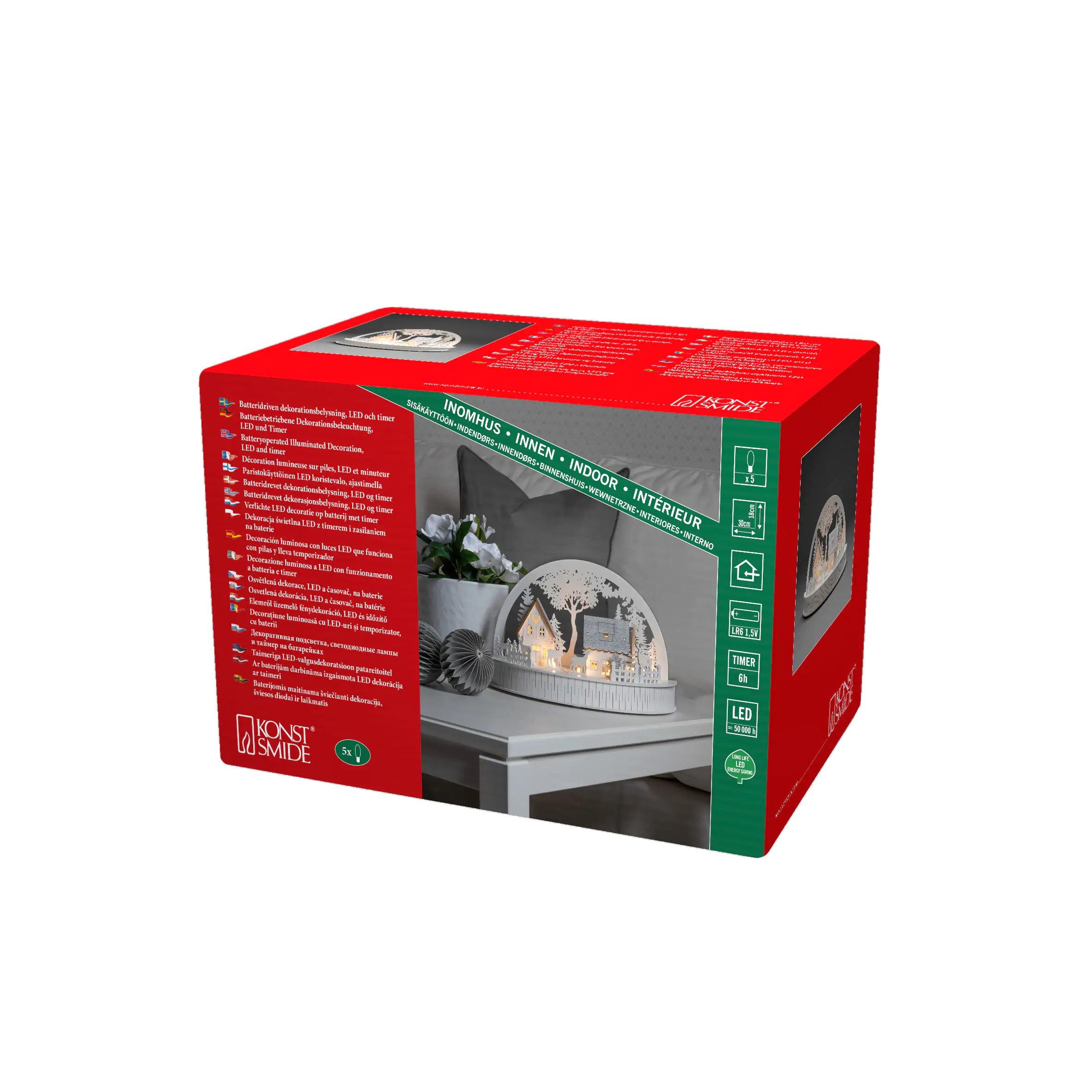 Konstsmide LED Holzsilhouette Häuser 30cmx15cmx18cm, Batterie