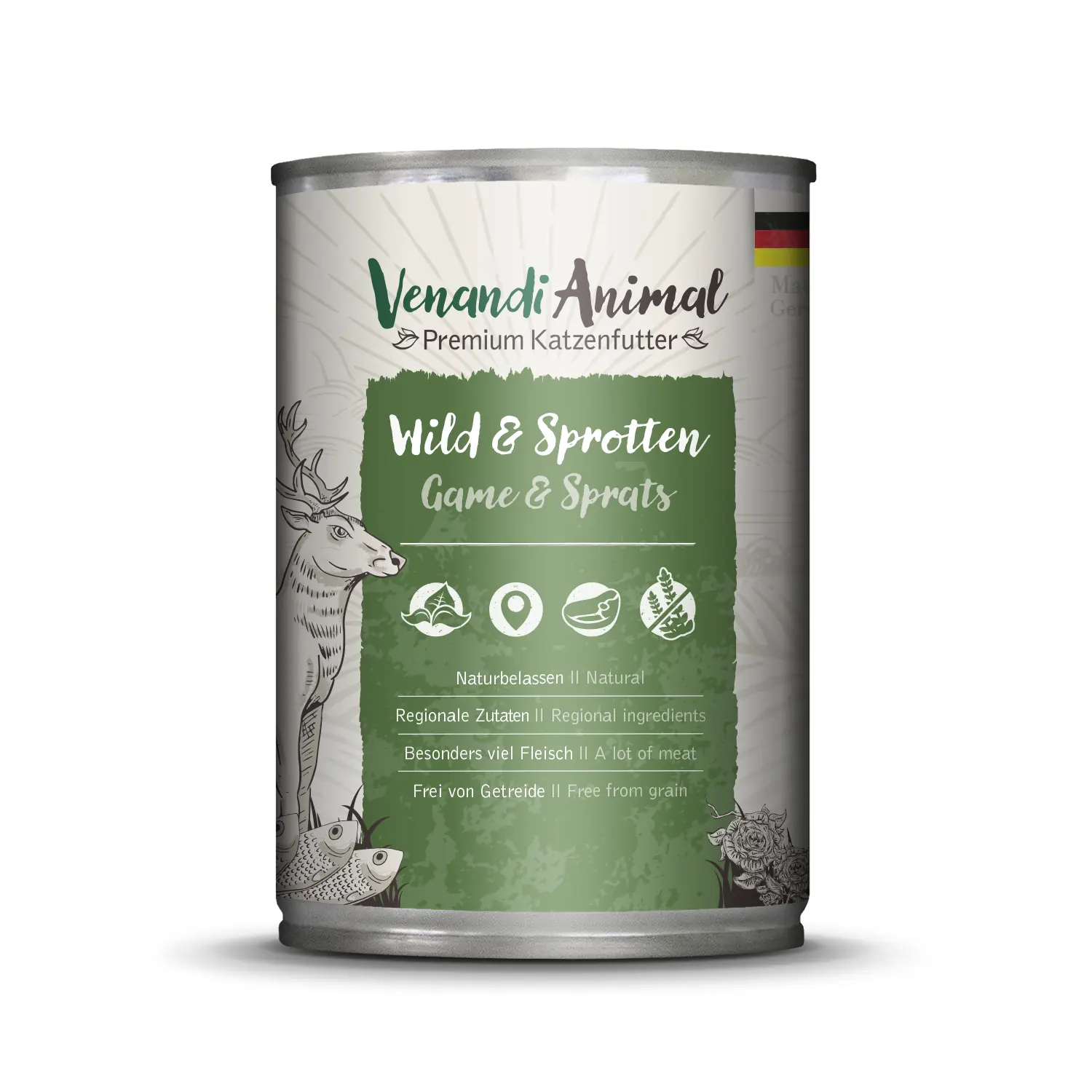 Venandi Katzennassfutter Adult getreidefrei 400 g Wild & Sprotten 