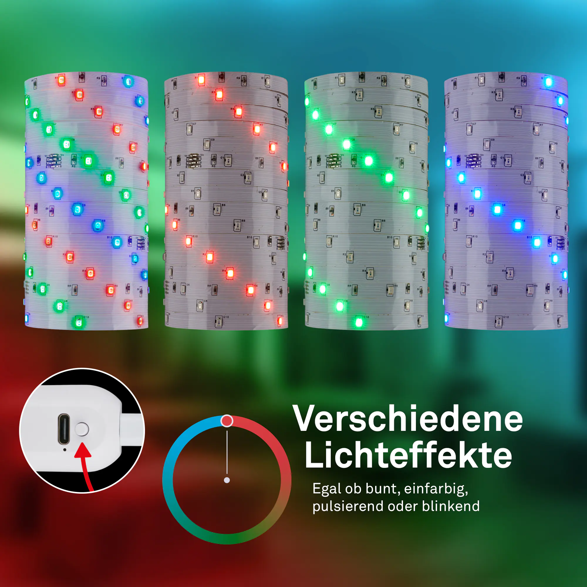 Briloner LED-Streifen RGB mit integriertem Akku 3 m weiß