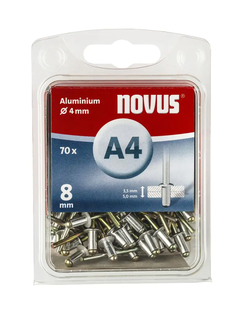 Novus Blindnieten Typ A4/8 Aluminium 70 Stück