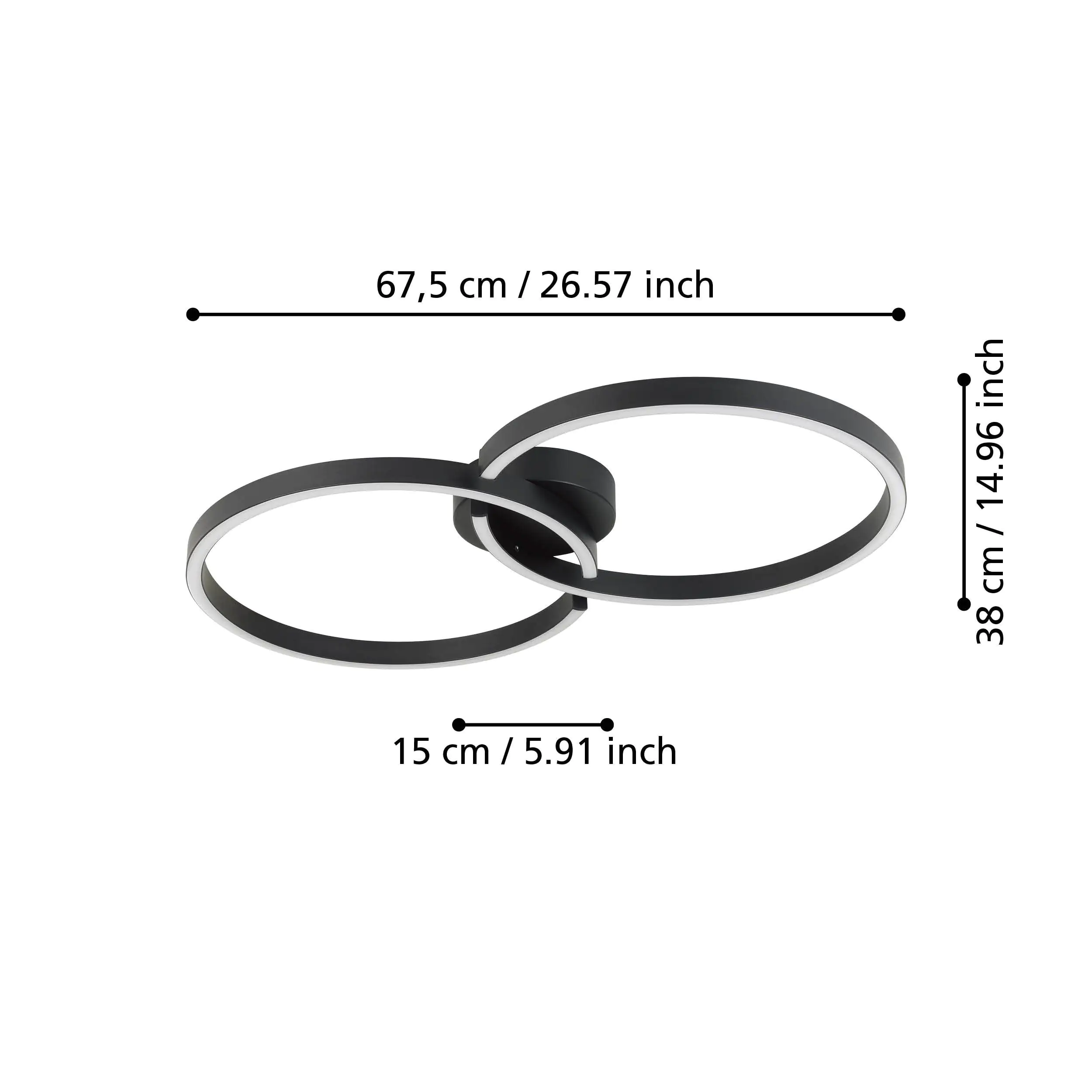 Eglo LED Deckenleuchte Amandolo schwarz weiß 67,5 x 38 cm