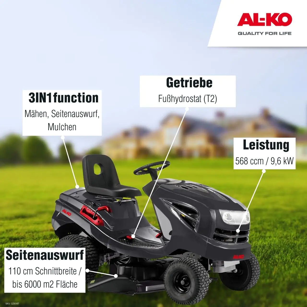 AL-KO Benzin-Rasentraktor 'Comfort 18-111.4 HDS-A V2' 3-in-1 System, 110 cm Schnittbreite