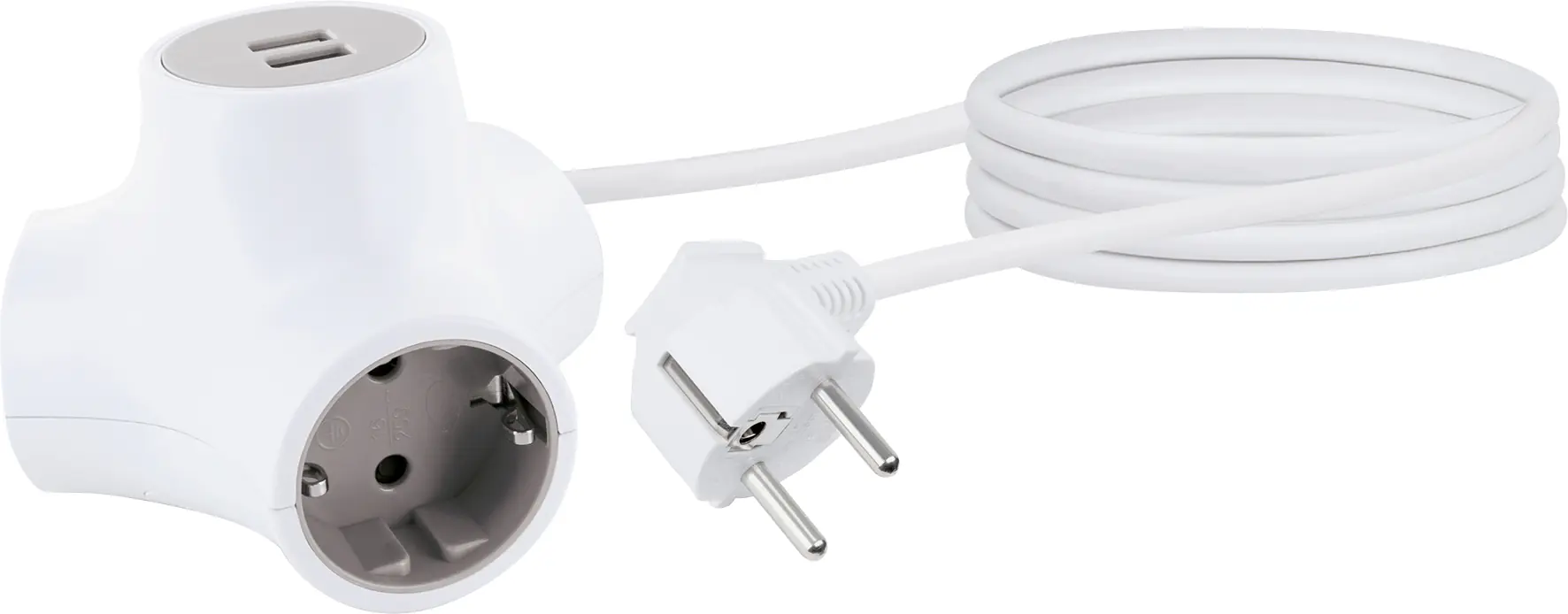 Schwaiger Y-Steckdosen-verteiler, 3-fach+2 3x Haushaltsstecker Typ F, 2x USB