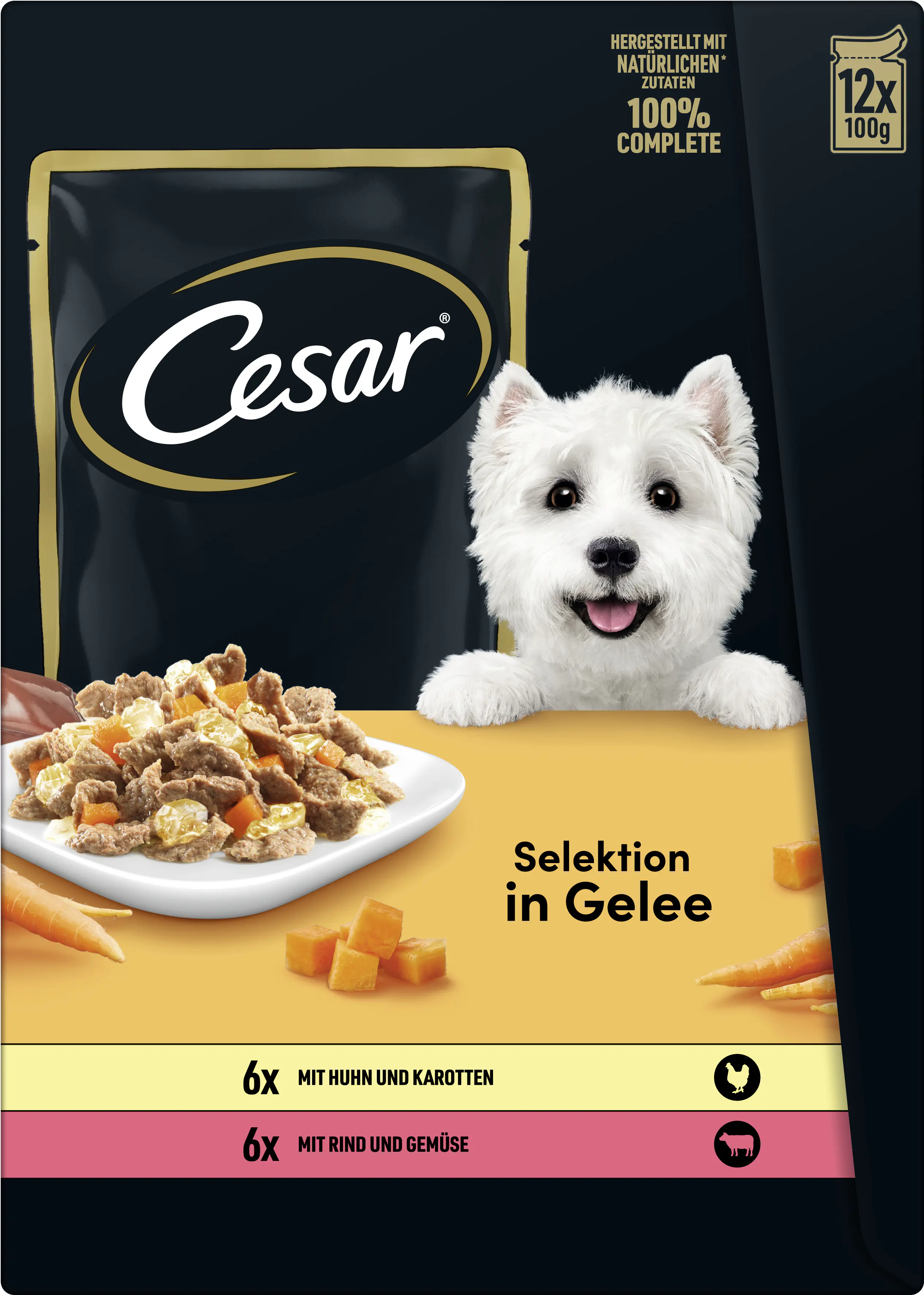 Cesar Hundenassfutter Selektion in Gelee Adult 12 x 100 g Huhn & Rind