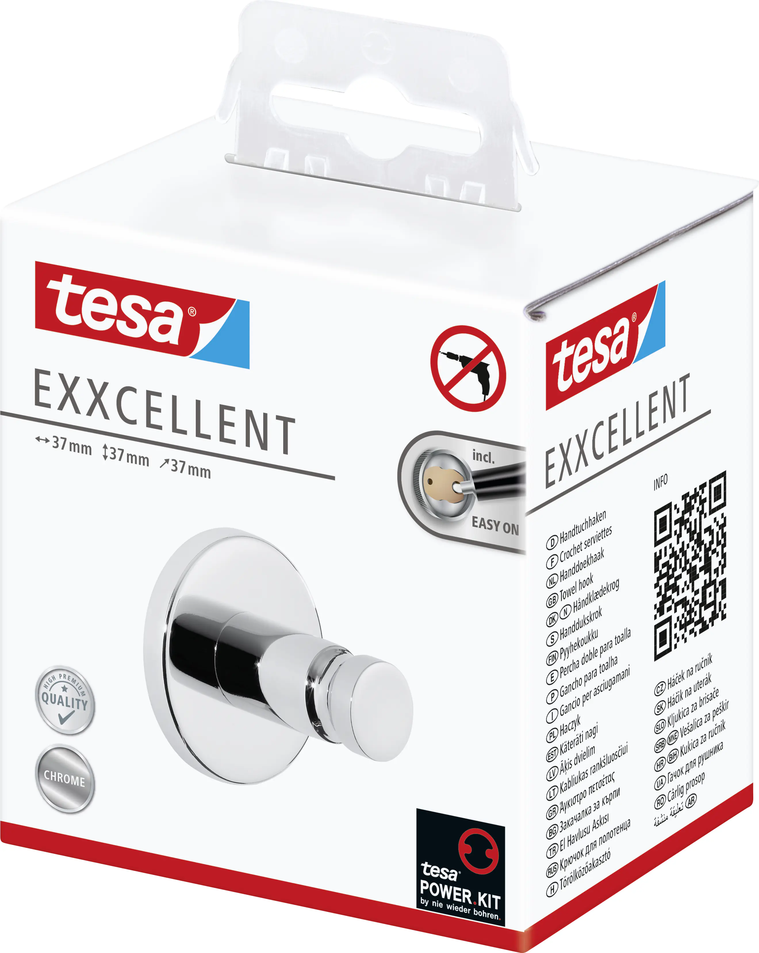 tesa Handtuchhaken Exxcellent Metall, chrom, rostfrei