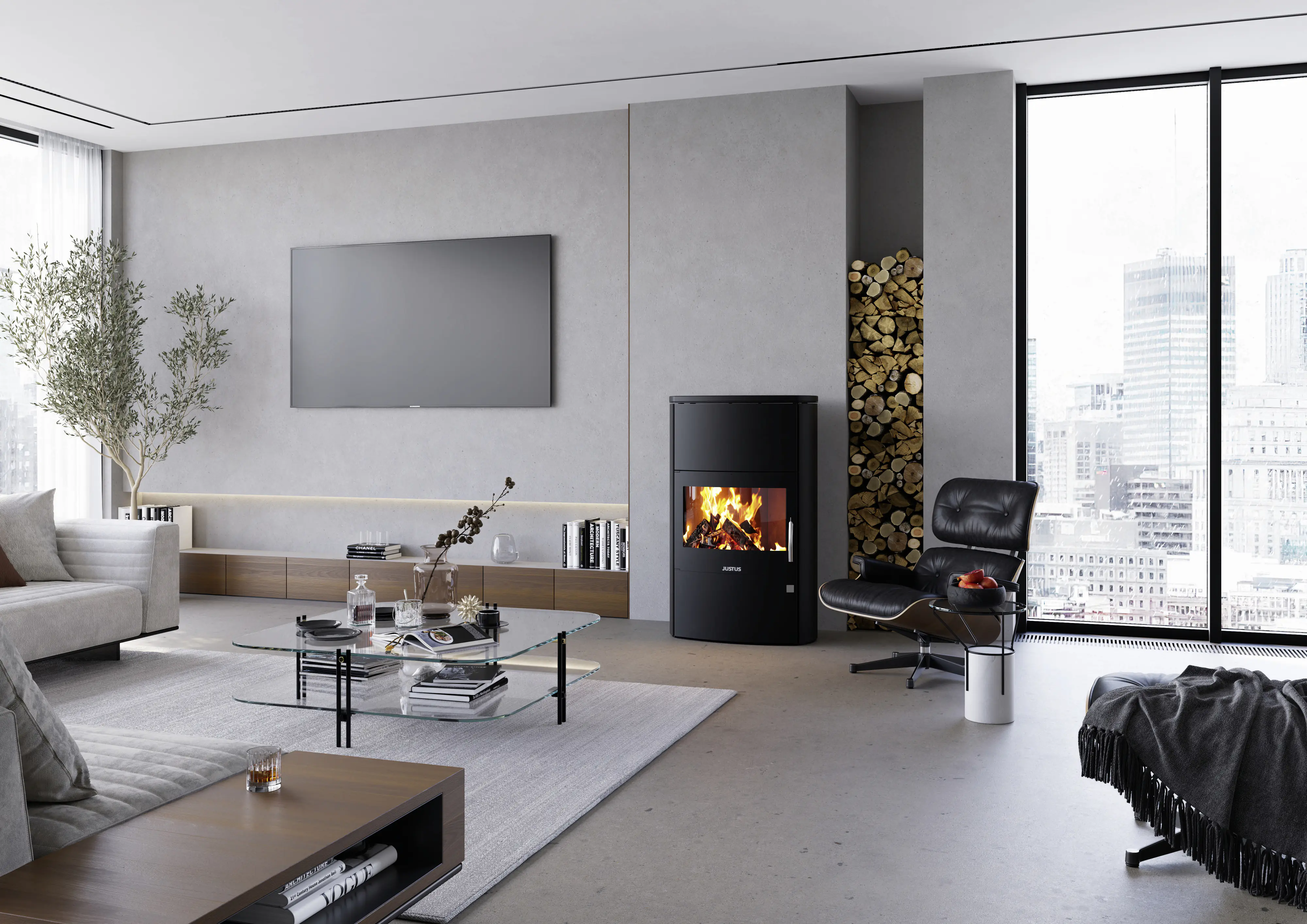 Justus Kaminofen Agero W+ Stahl schwarz 7 kW