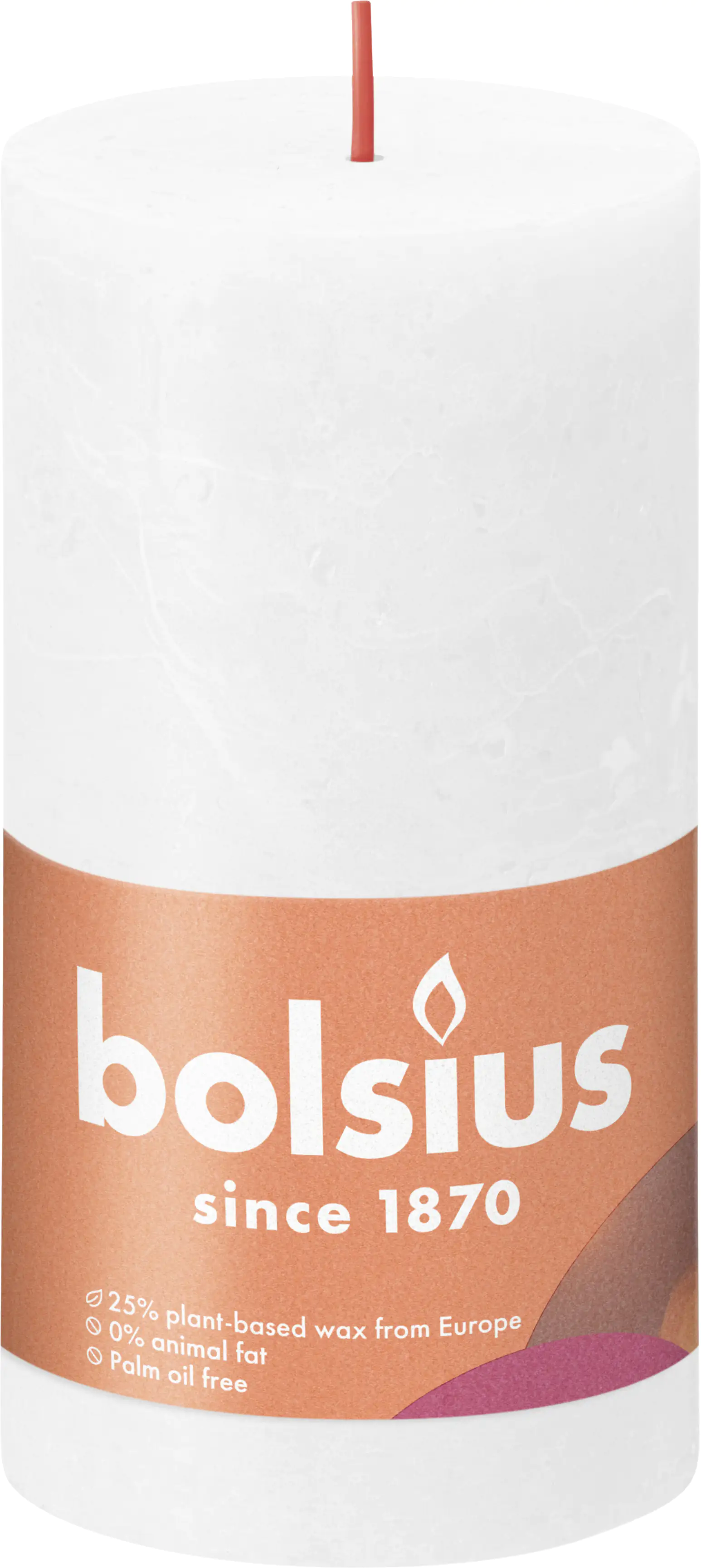 Bolsius Rustik Stumpenkerze wolkiges weiß, Höhe: 13 cm, Ø 6,8 cm