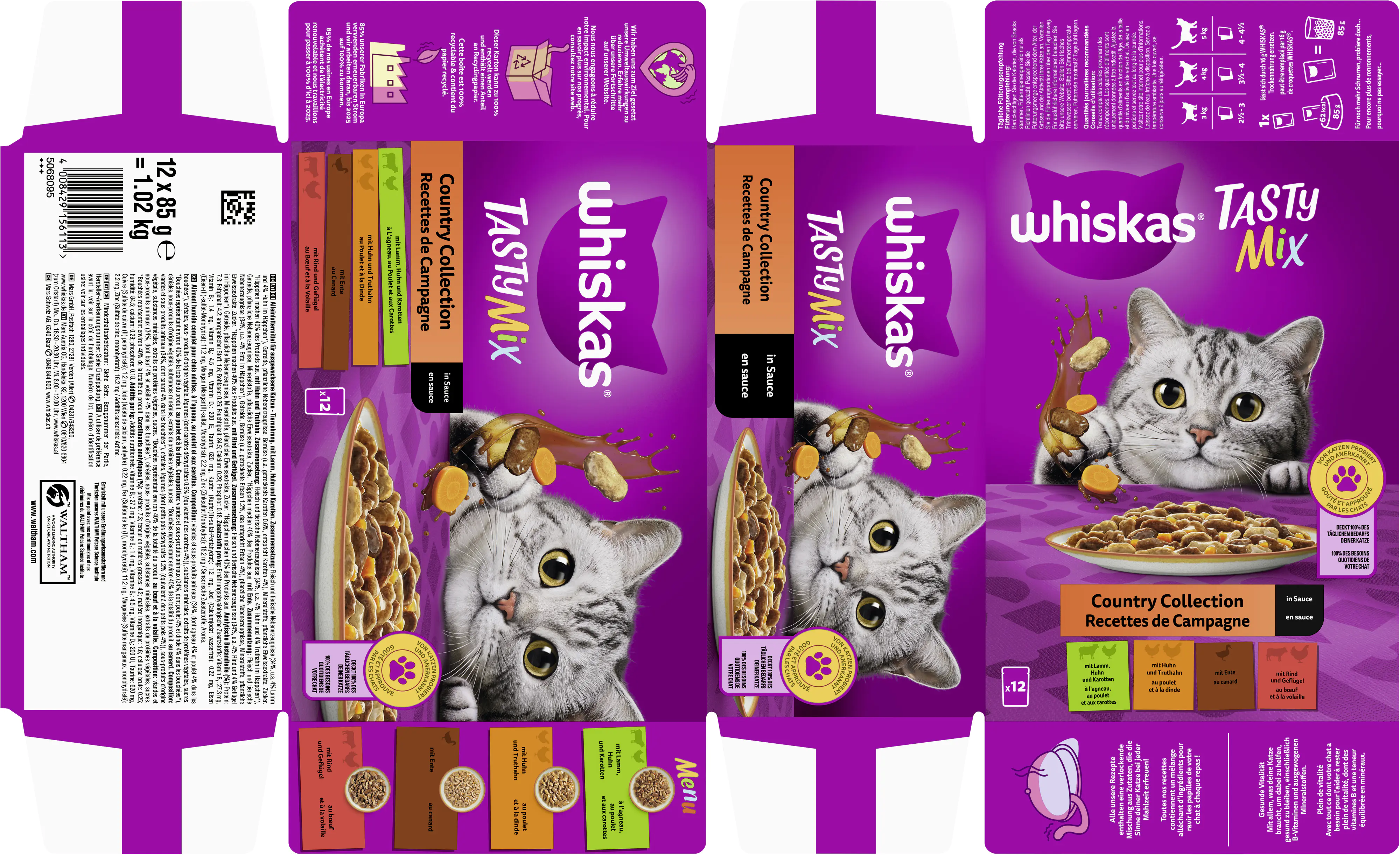 Whiskas Multipack Country Collection Tasty Mix Katzenfutter 12 x 85 g Whiskas Multipack Country Collection Tasty Mix Katzenfutter 12 x 85 g