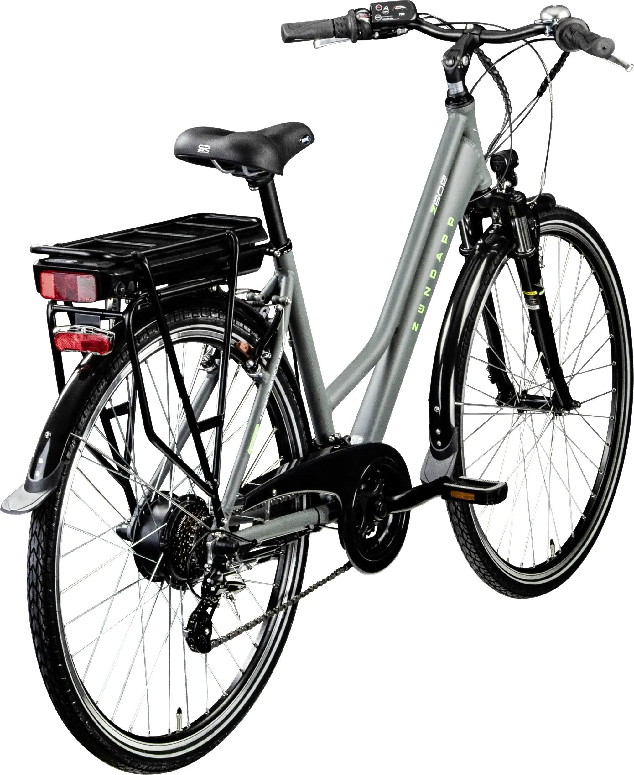 Zündapp E-Bike Trekking Z802 Damen 28 Zoll RH 48cm 21-Gang 374 Wh grau grün Zündapp E-Bike Trekking Z802 Damen 28 Zoll RH 48cm 21-Gang 374 Wh grau grün