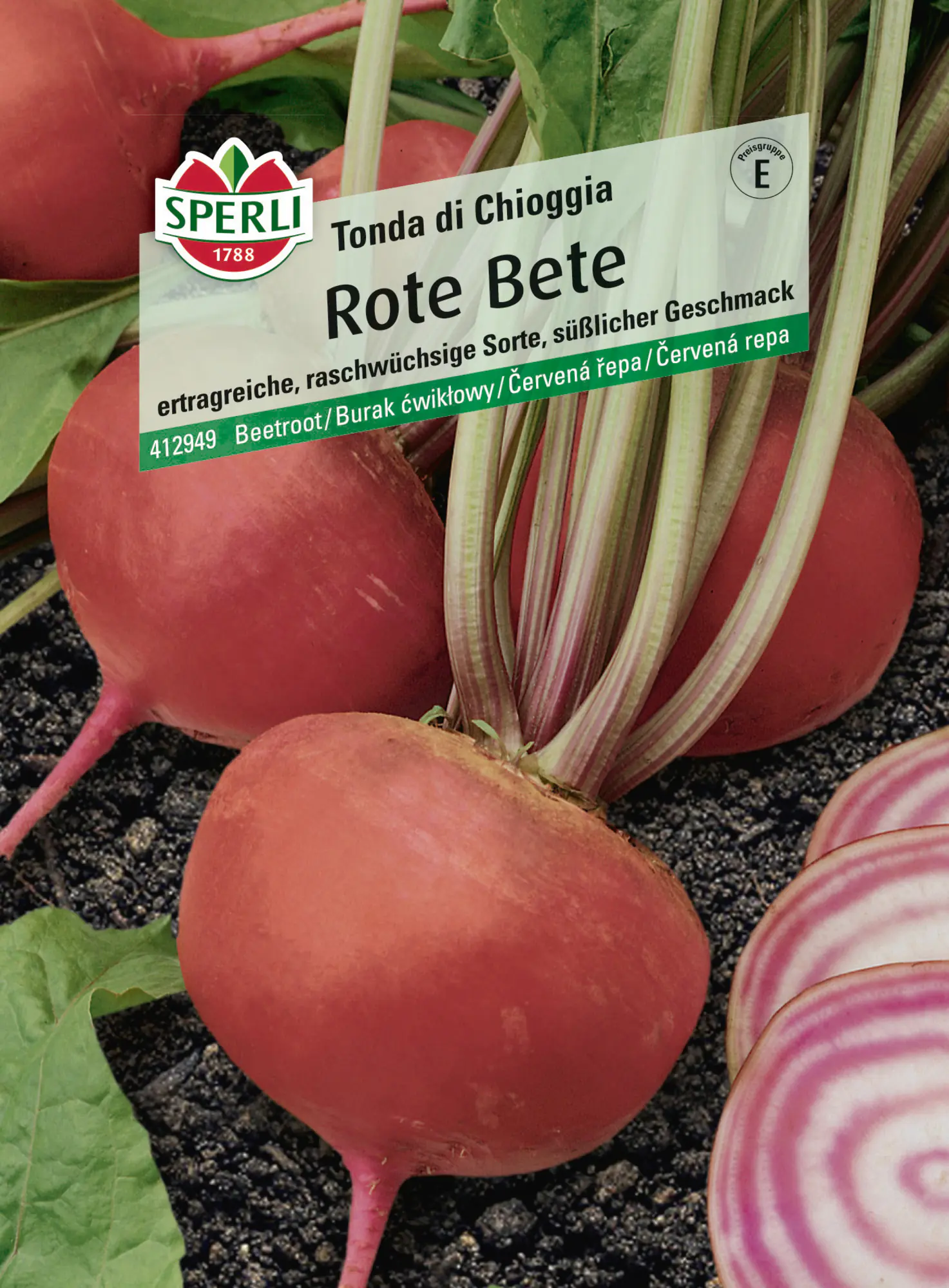 Sperli Saatgut Rote Bete Tonda di Chioggia für bis zu 5-7 lfd. Meter