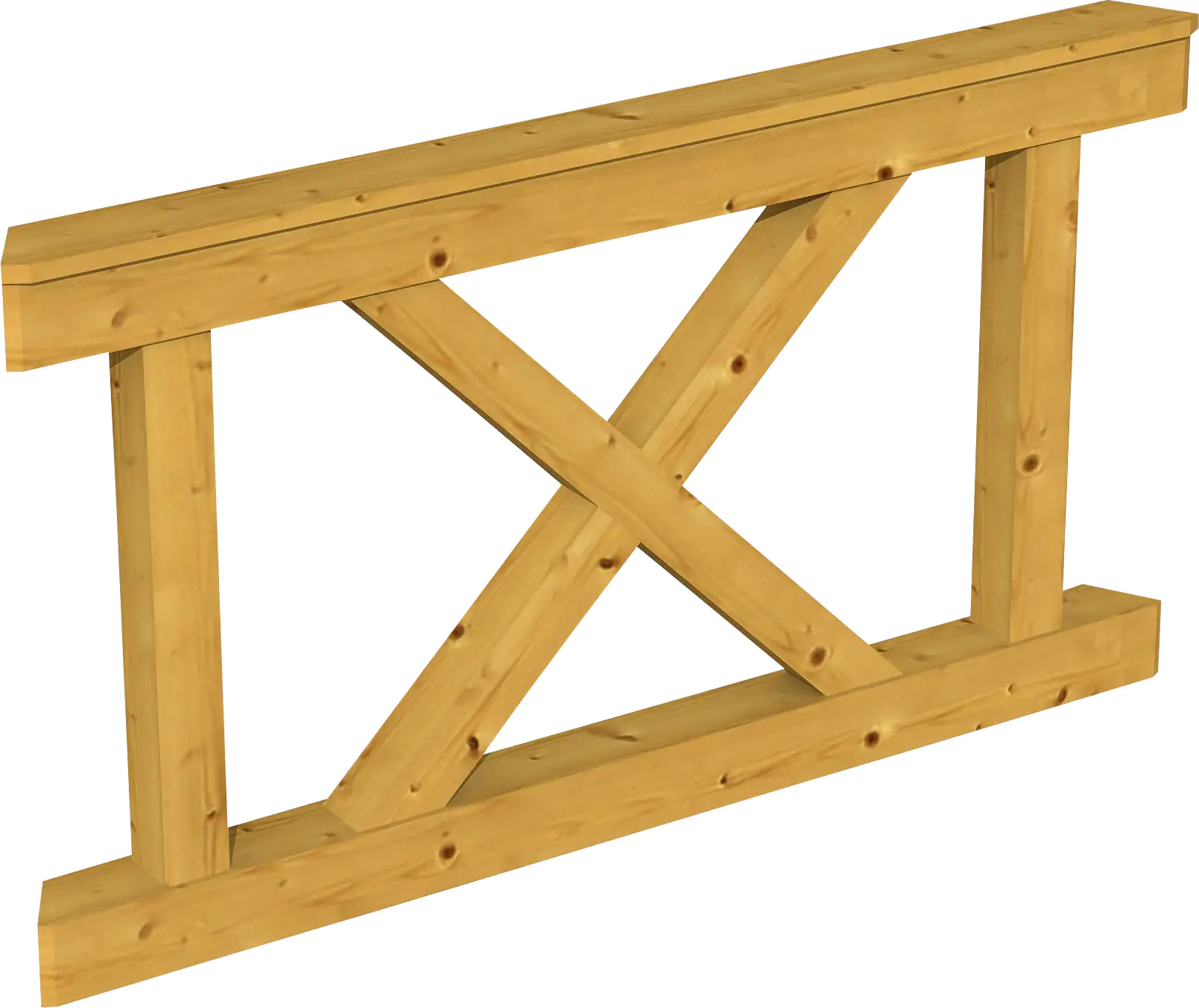 SKAN HOLZ Brüstung Andreaskreuz 150 x 84 cm, Fichte, lasiert in Eiche hell