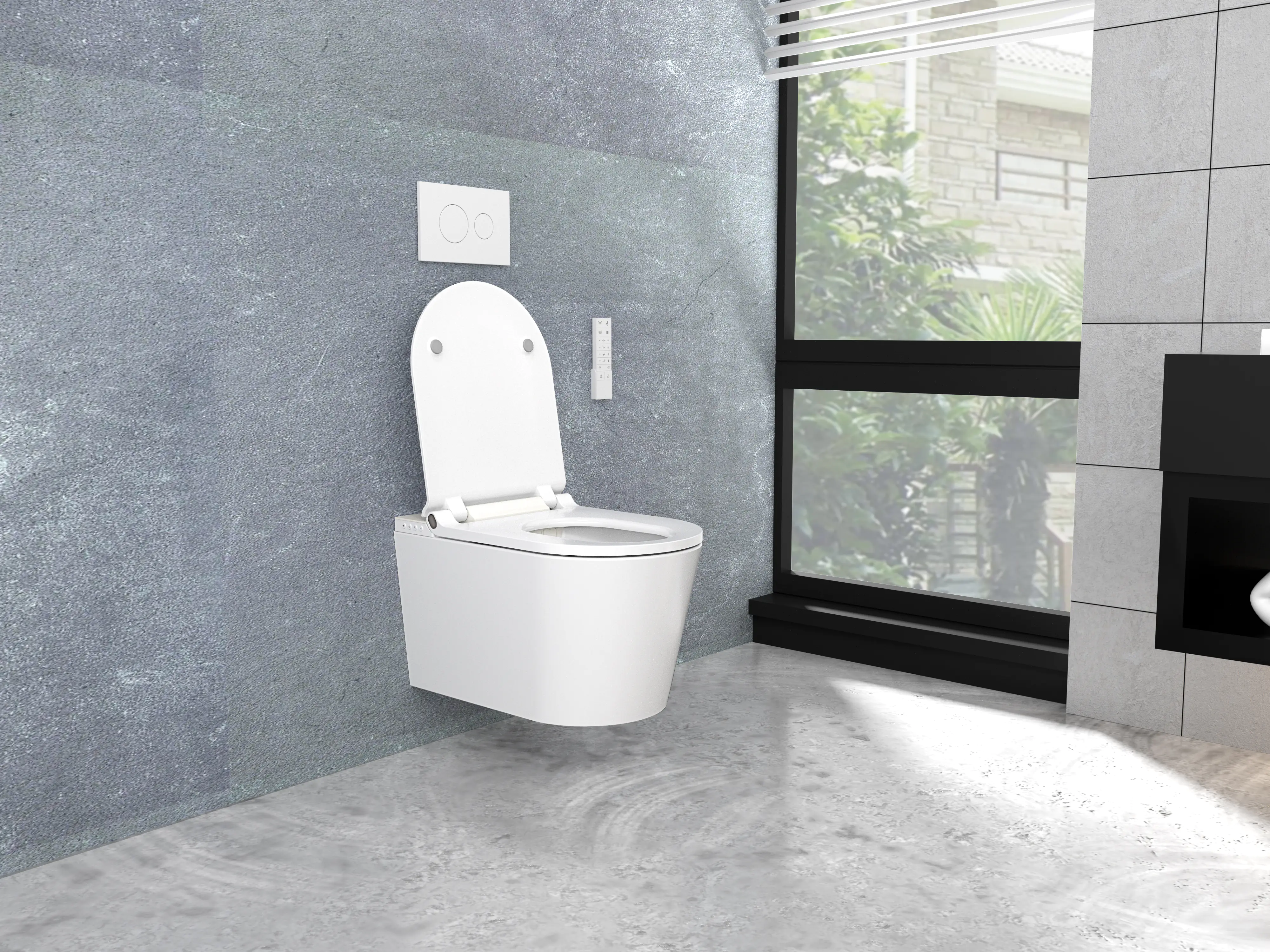 Adoomo Wand Dusch-WC spülrandlos Tiefspüler weiß inkl. WC Sitz