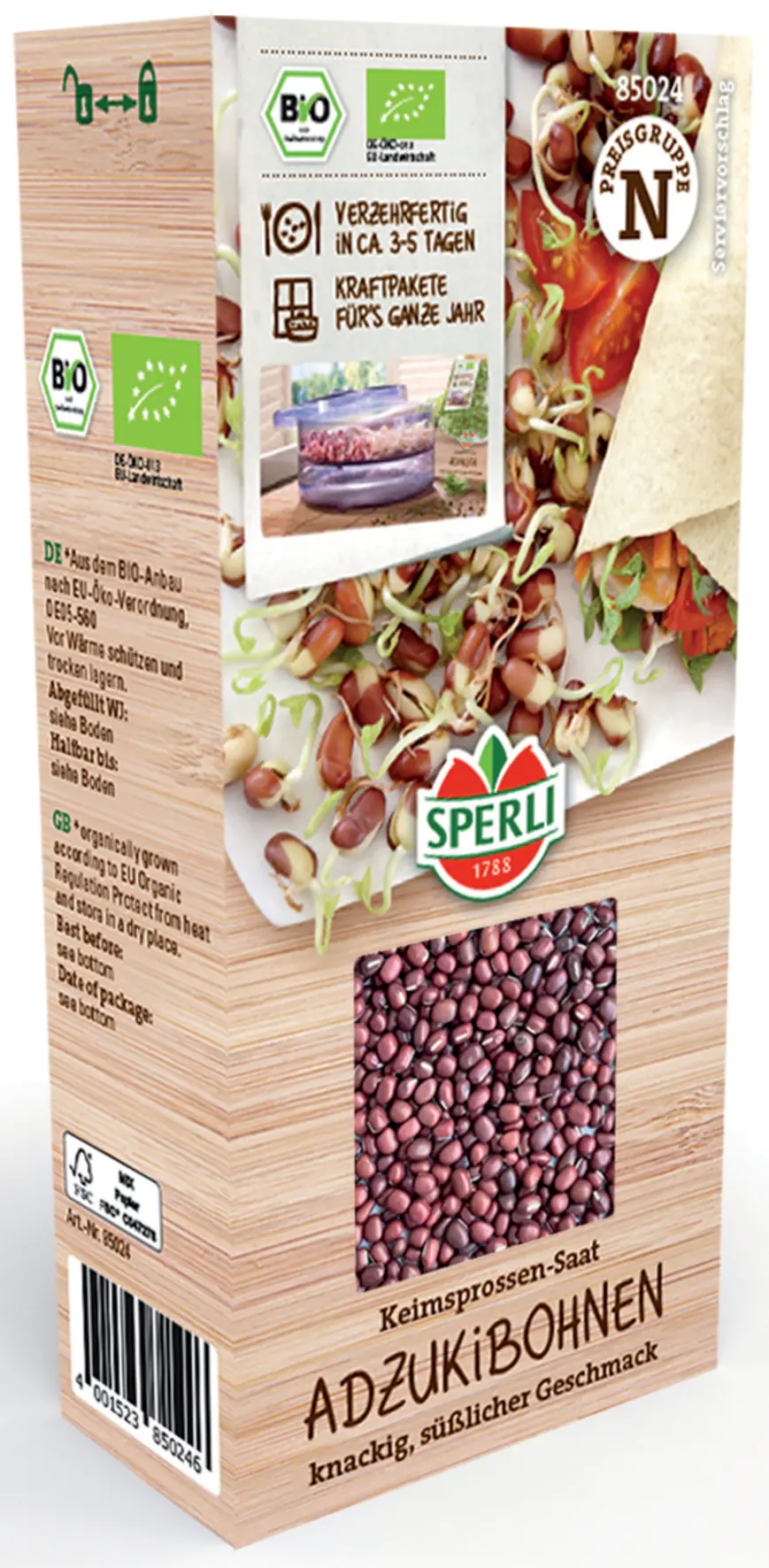 Sperli BIO Keimsprossen-Saat Adzukibohne