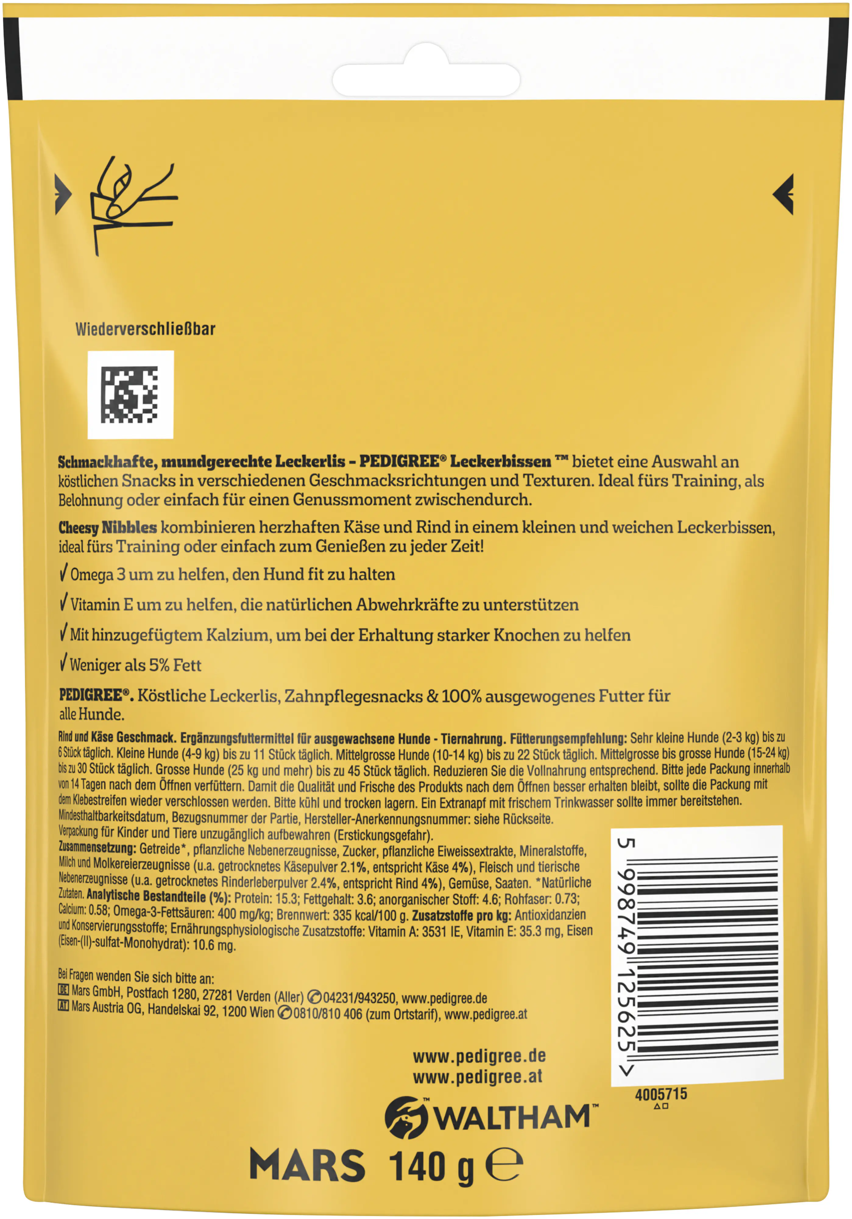 Pedigree Leckerbissen mit Käse- & Rindgeschmack Hundesnack 140 g