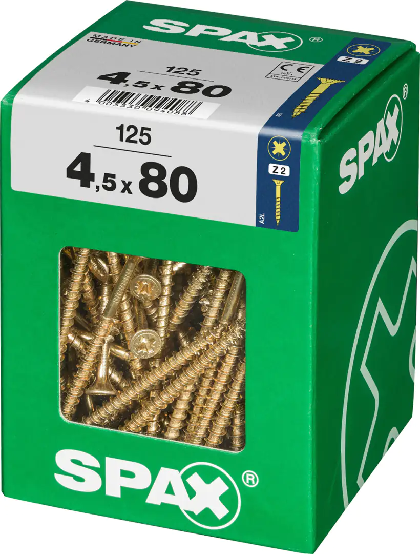 Spax Universalschrauben 4.5 x 80 mm PZ 2 - 125 Stk. Spax Universalschrauben 4.5 x 80 mm PZ 2 - 125 Stk.