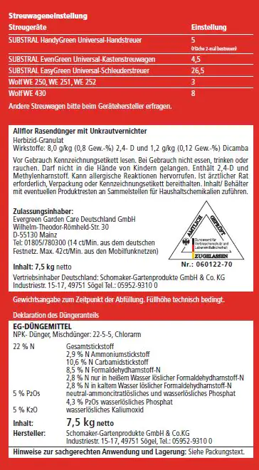 4020967008556_1 Allflor Rasendünger mit Unkrautvernichter 7,5 kg