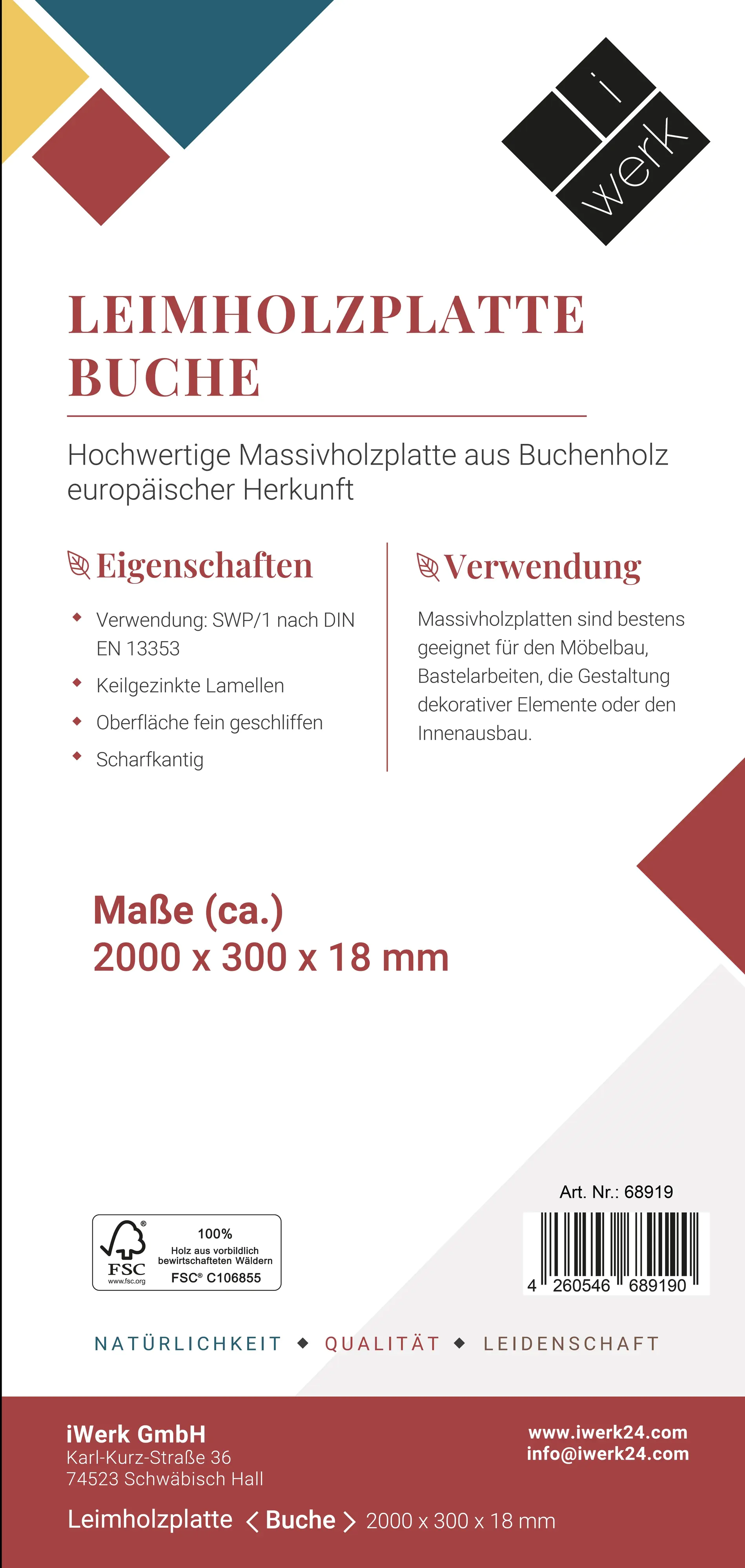 Leimholz Buche 200 x 30 cm 18 mm