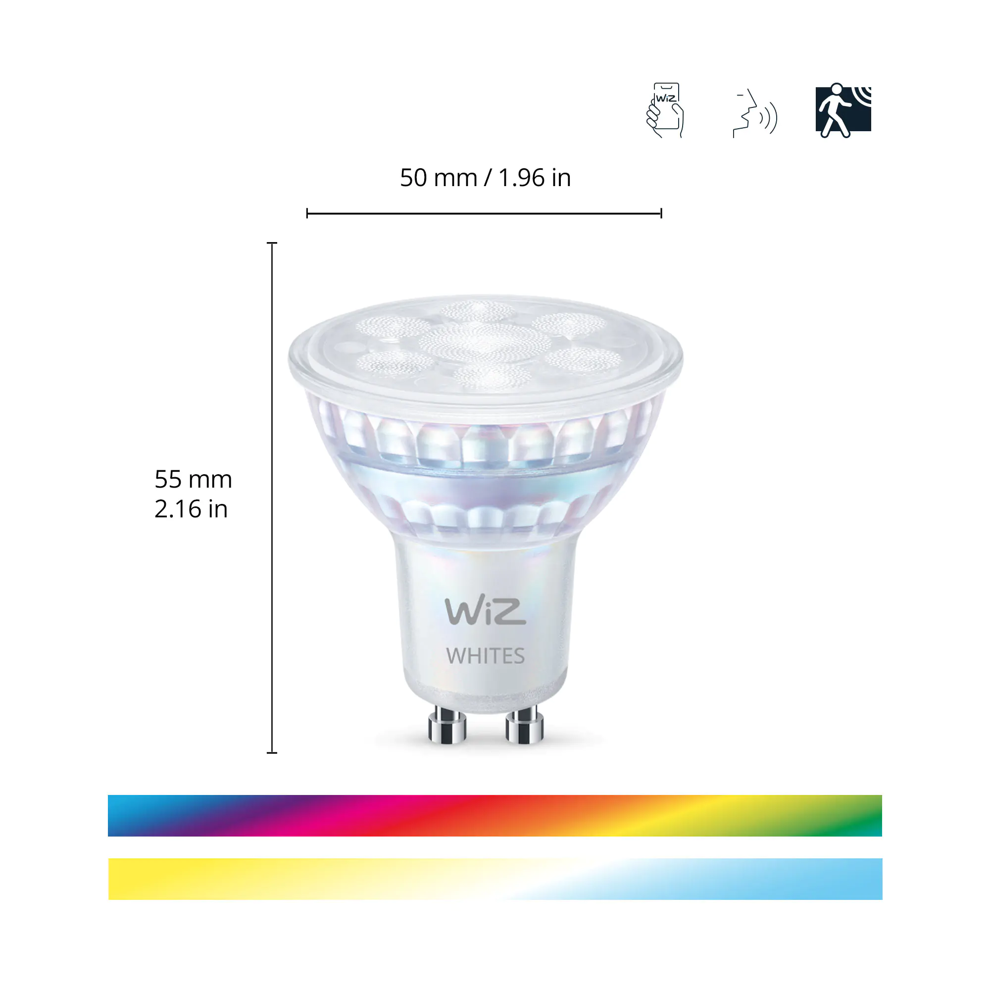 WiZ LED-Leuchtmittel Spot PAR16 GU10 4,7W warmweiß bis kaltweiß smart RGB