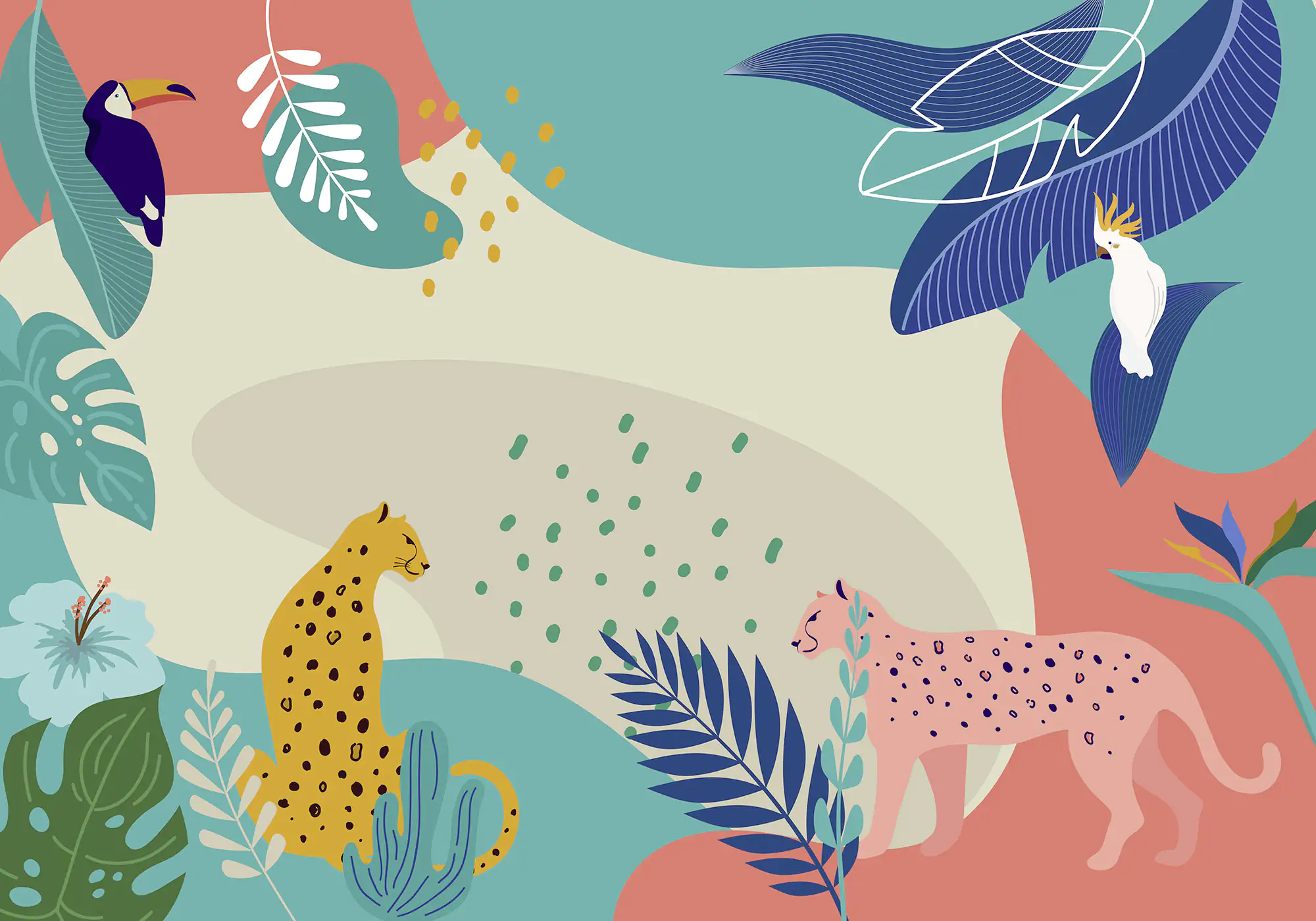 Komar Vlies Fototapete Jungle Rendezvous 400 x 280 cm  Komar Vlies Fototapete Jungle Rendezvous 400 x 280 cm