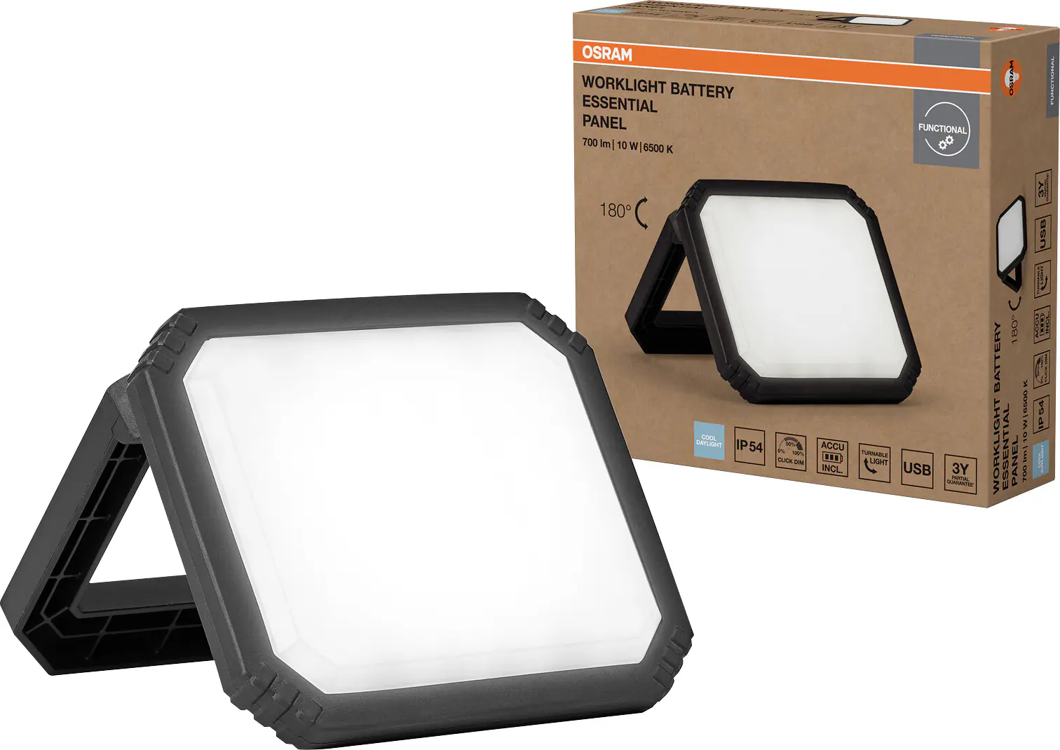 Osram LED Akku-Arbeitsleuchte Worklight Essential Panel 10 W kaltweiß schwarz
