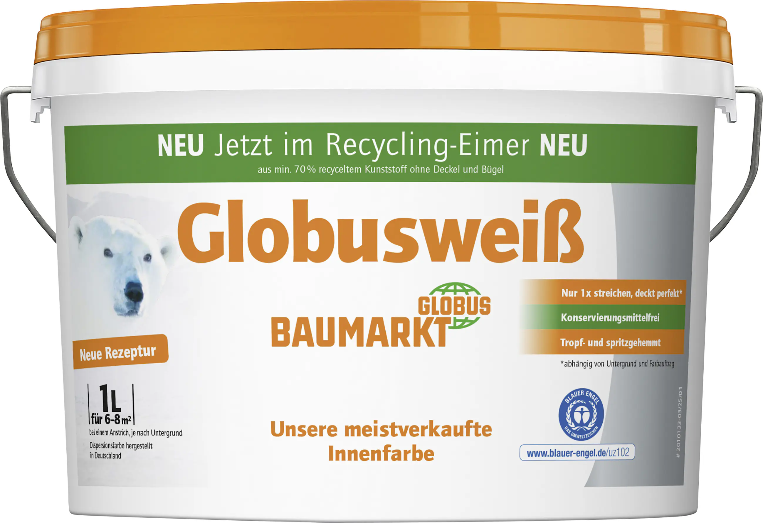 Globusweiß Wandfarbe matt konservierungsmittelfrei 1 L 