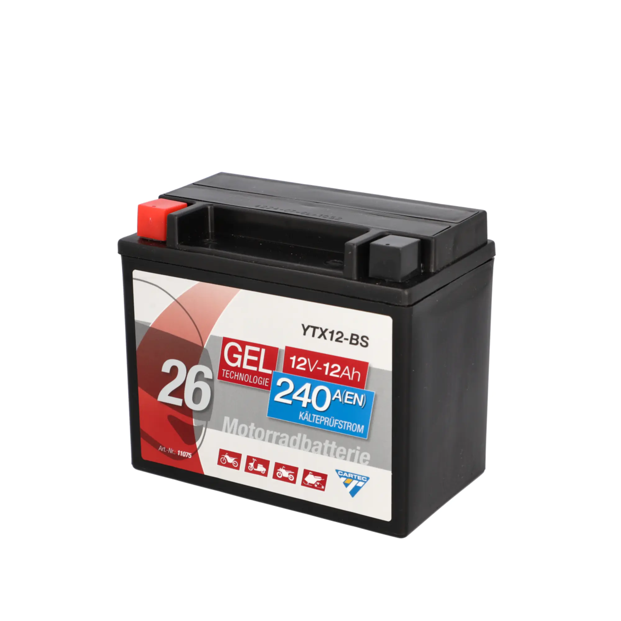 Cartec Gel Motorradbatterie YTX12-BS 12Ah 240A Cartec Gel Motorradbatterie YTX12-BS 12Ah 240A
