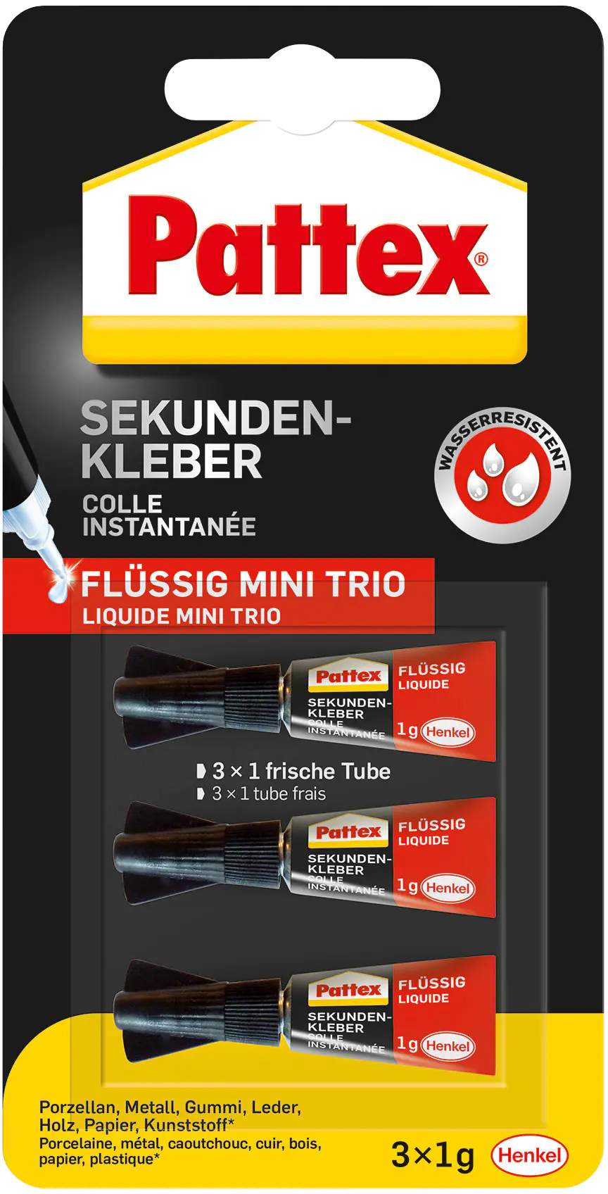 Pattex Sekundenkleber Mini Trio 3x 1 g