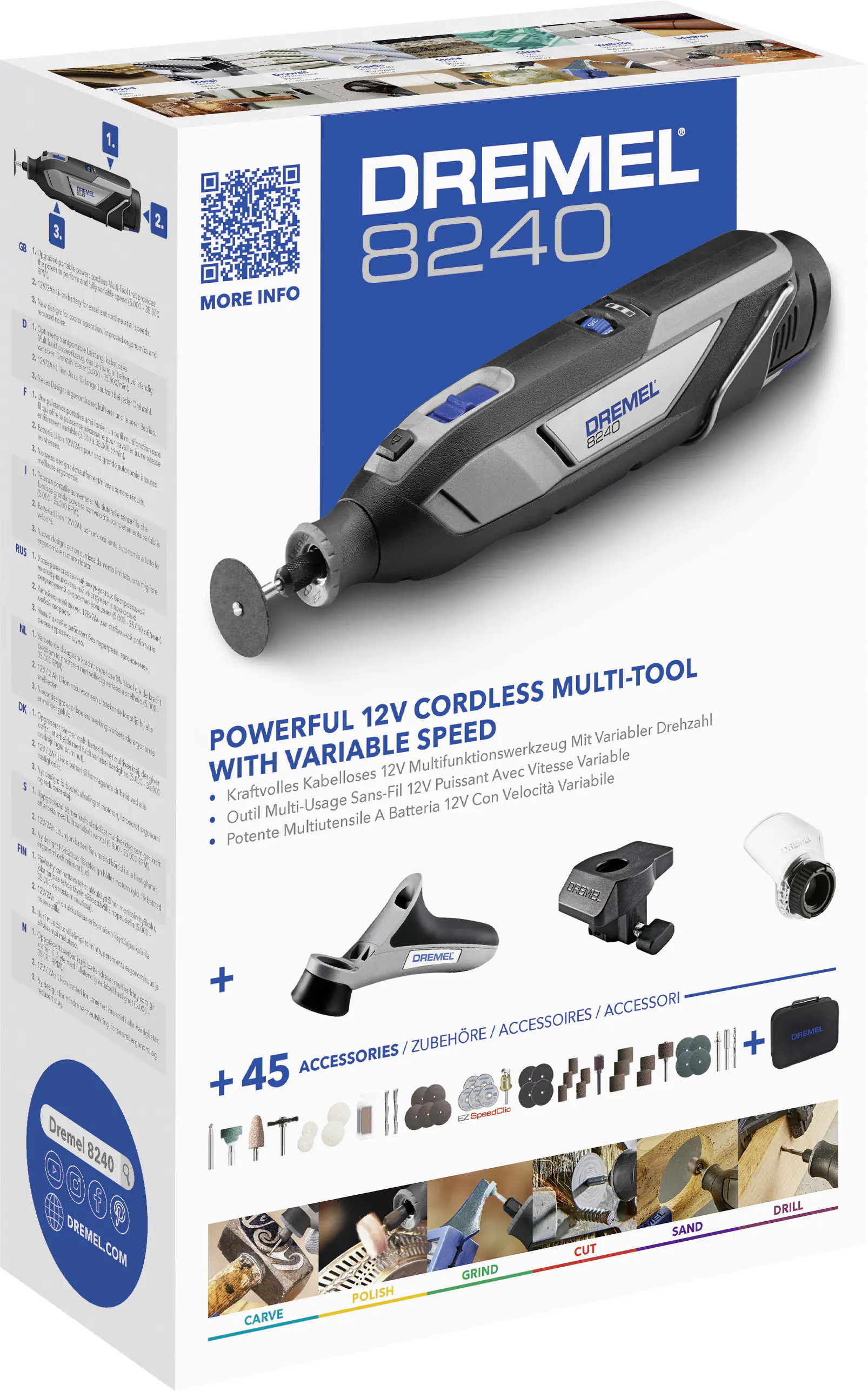 Dremel Akku-Multifunktionswerkzeug 8240-3/45 48-tlg mit Akku und Ladegerät