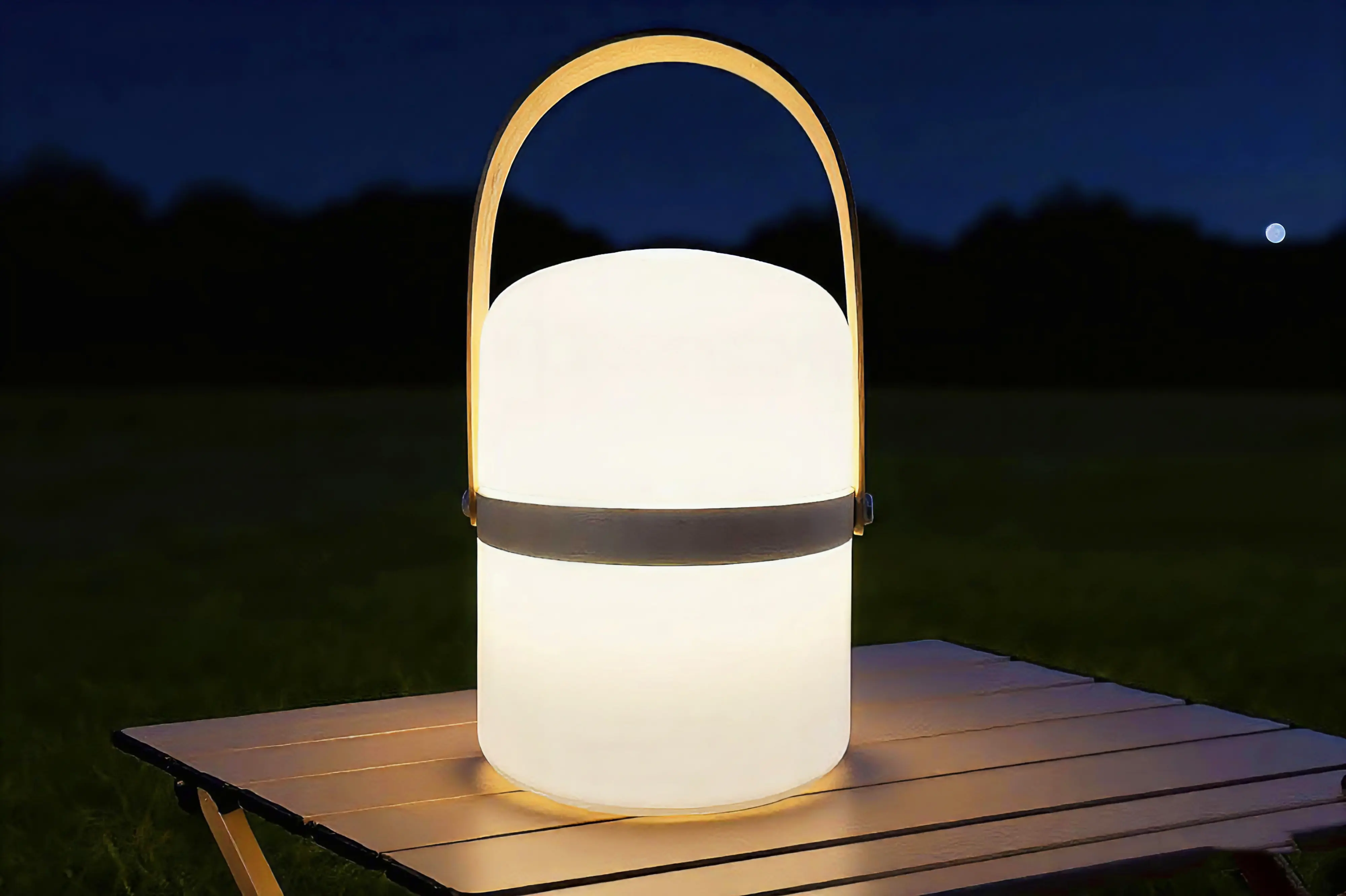 Dapo LED Solarleuchte Hawaii mit Bambus Ring warmweiß