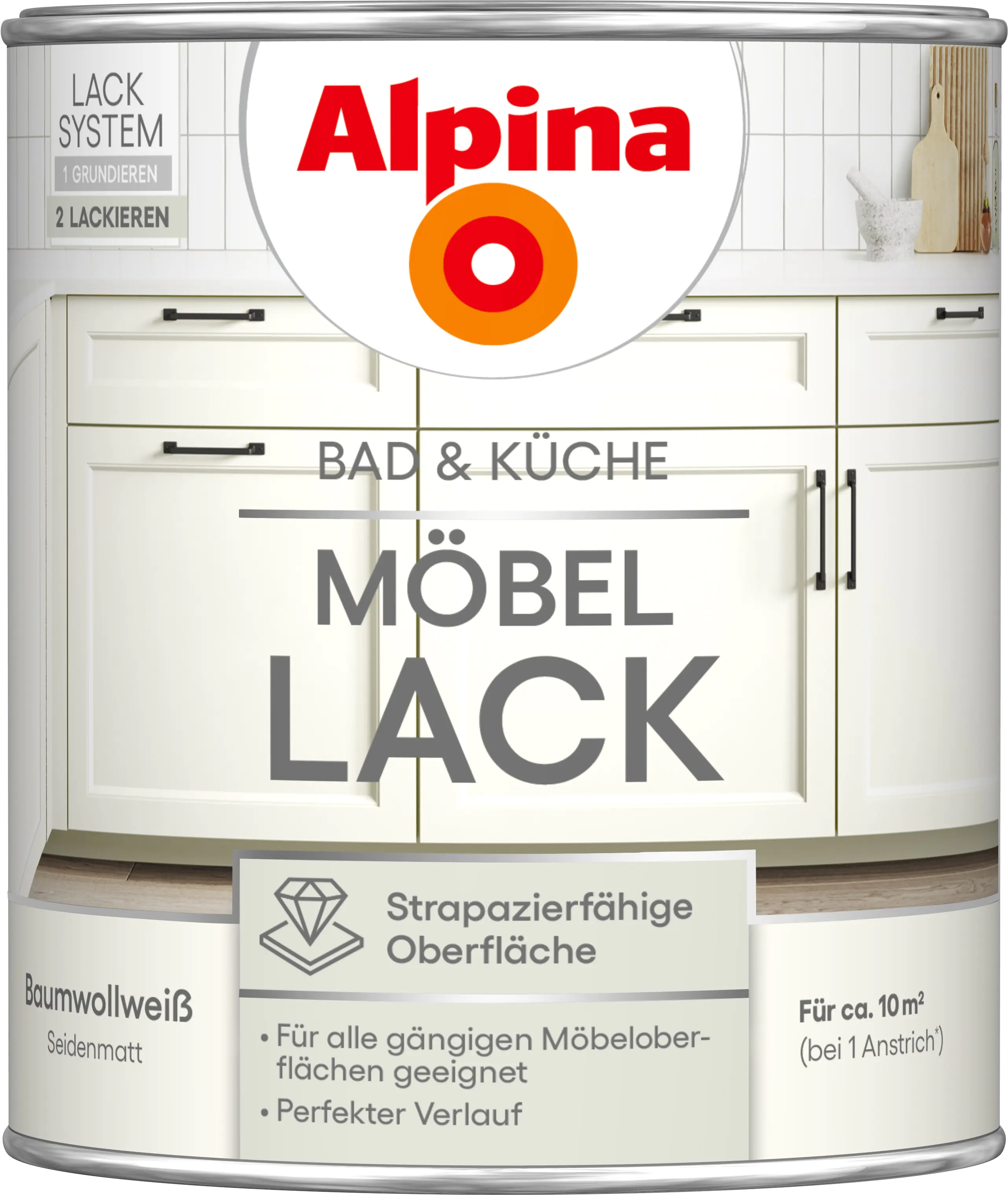 Alpina Möbellack für Küche & Badezimmer Baumwollweiß 750 ml Alpina Möbellack für Küche & Badezimmer Baumwollweiß 750 ml