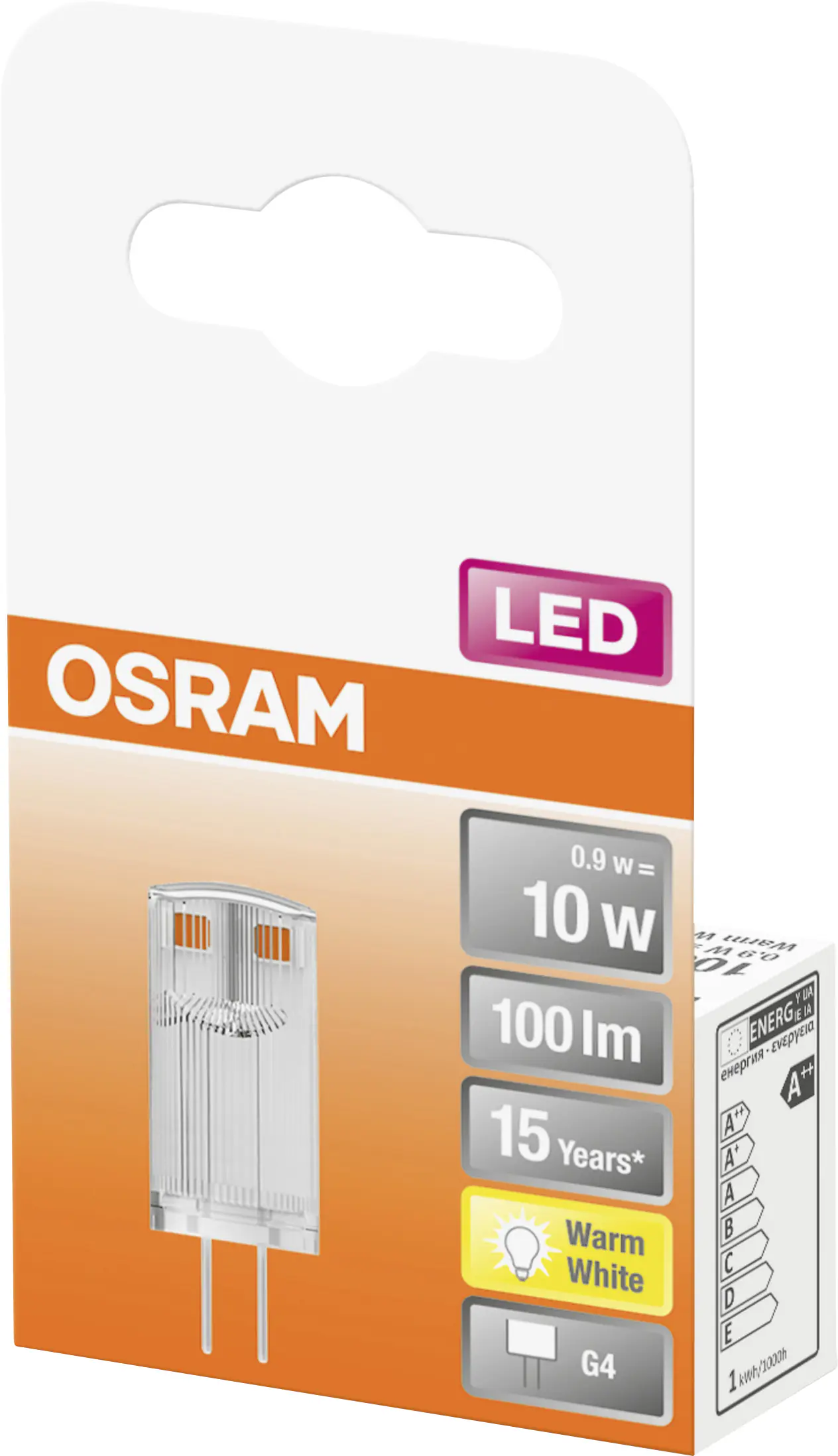 Osram LED Leuchtmittel Star PIN 10 G4 0,9W warmweiß, klar