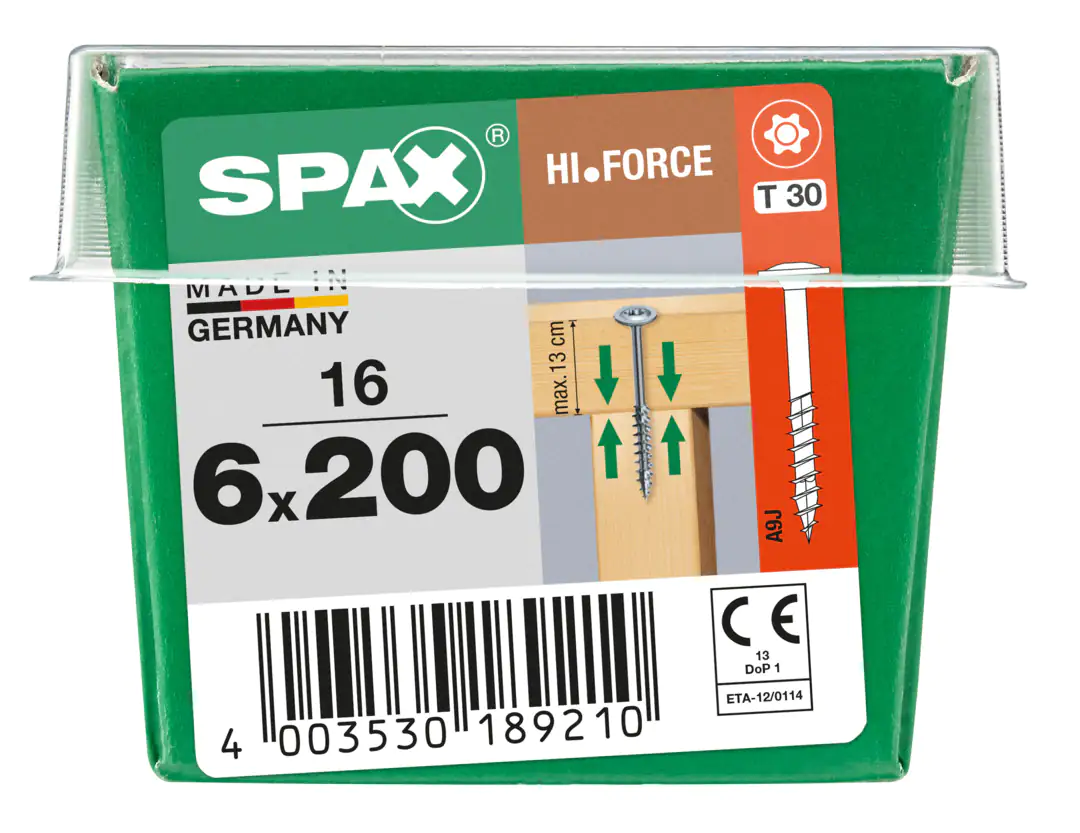 Spax Holzbauschrauben 6.0 x 200 mm TX 30 Tellerkopf - 16 Stk. Spax Holzbauschrauben 6.0 x 200 mm TX 30 Tellerkopf - 16 Stk.