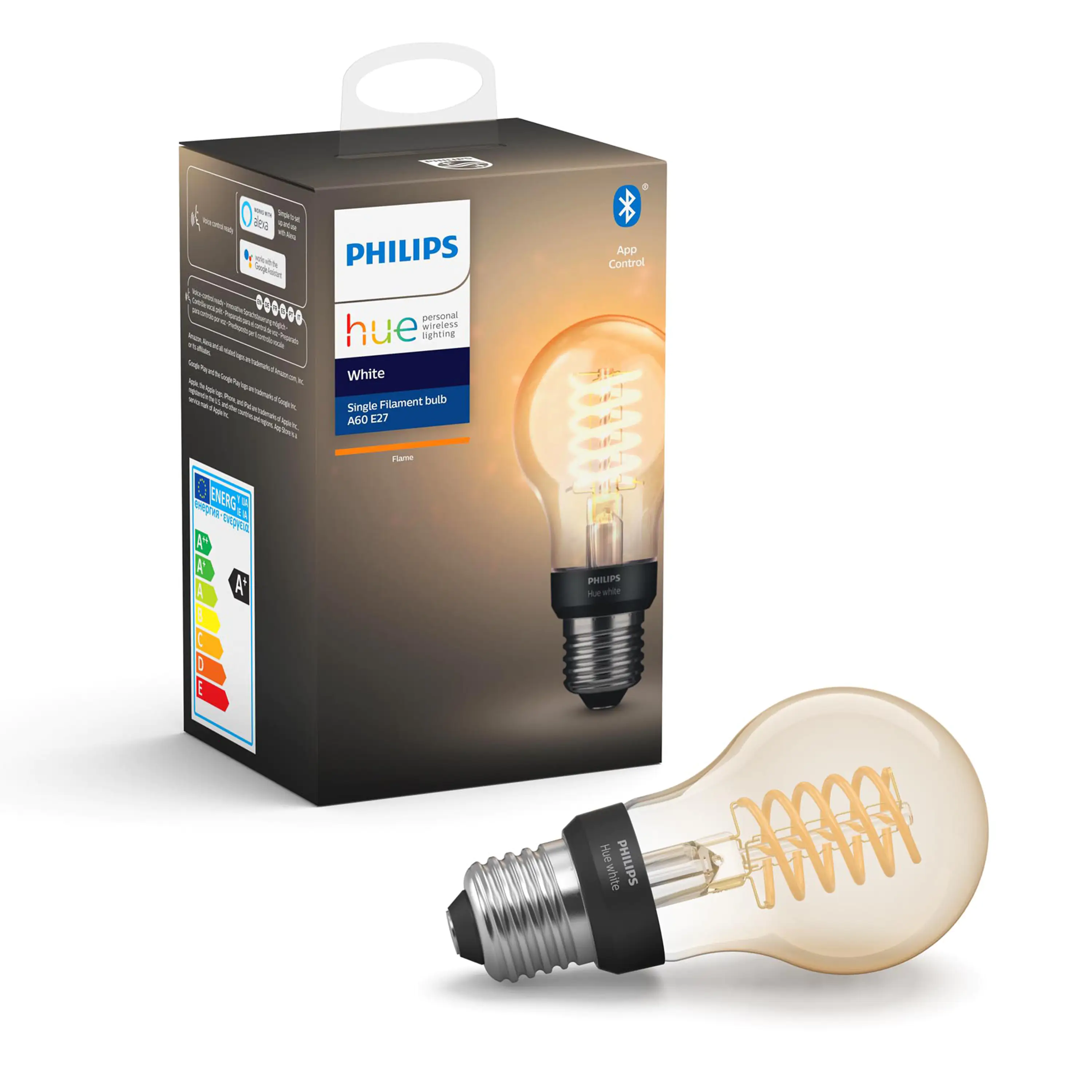 8718699688820 Philips Hue LED-Leuchtmittel White E27 warmweiß Birnenform 7 W warmweiß