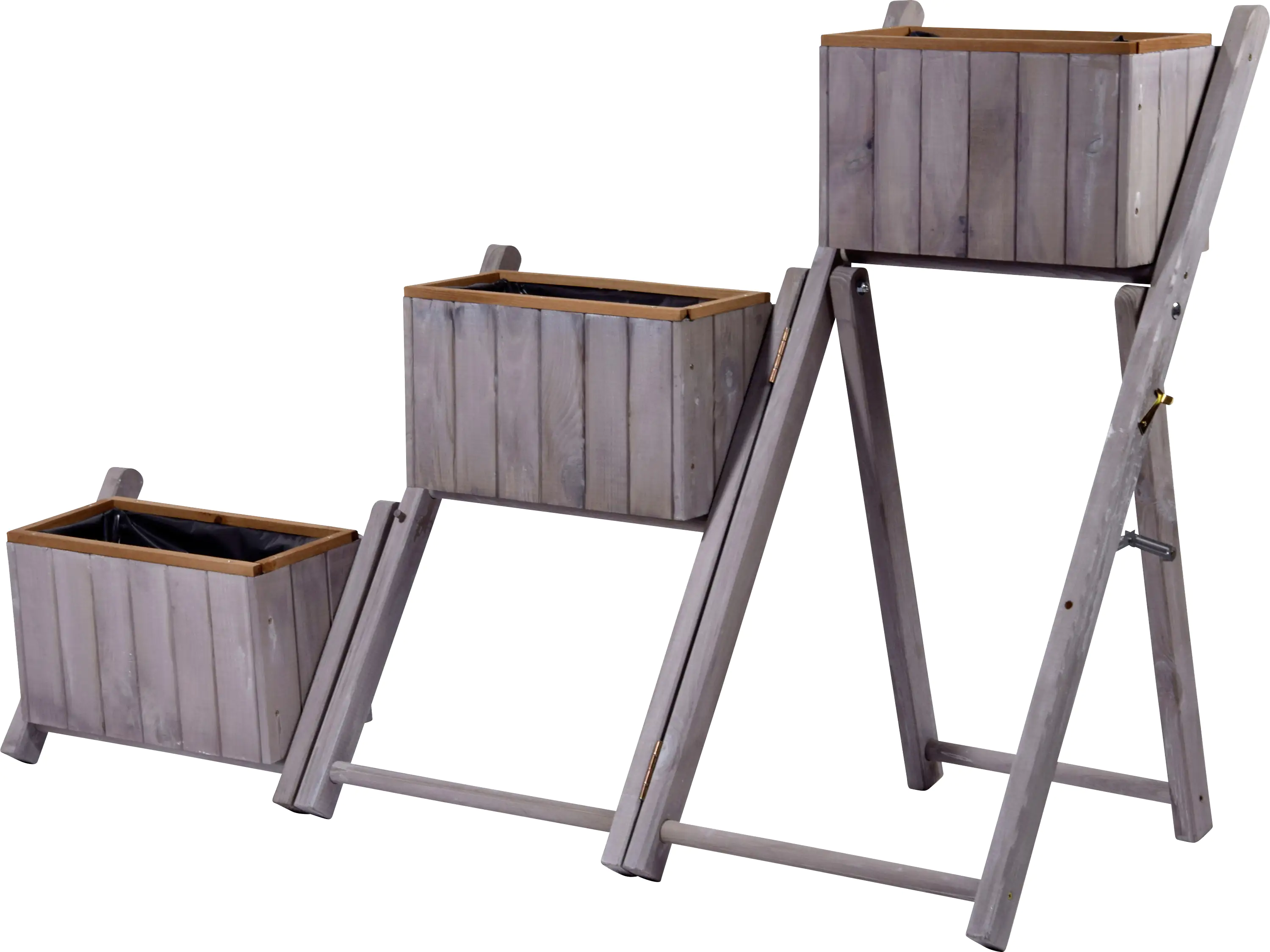 Dobar Ausklappbare Pflanztreppe mit 3 Pflanzkästen 41 x 55 x 85 cm