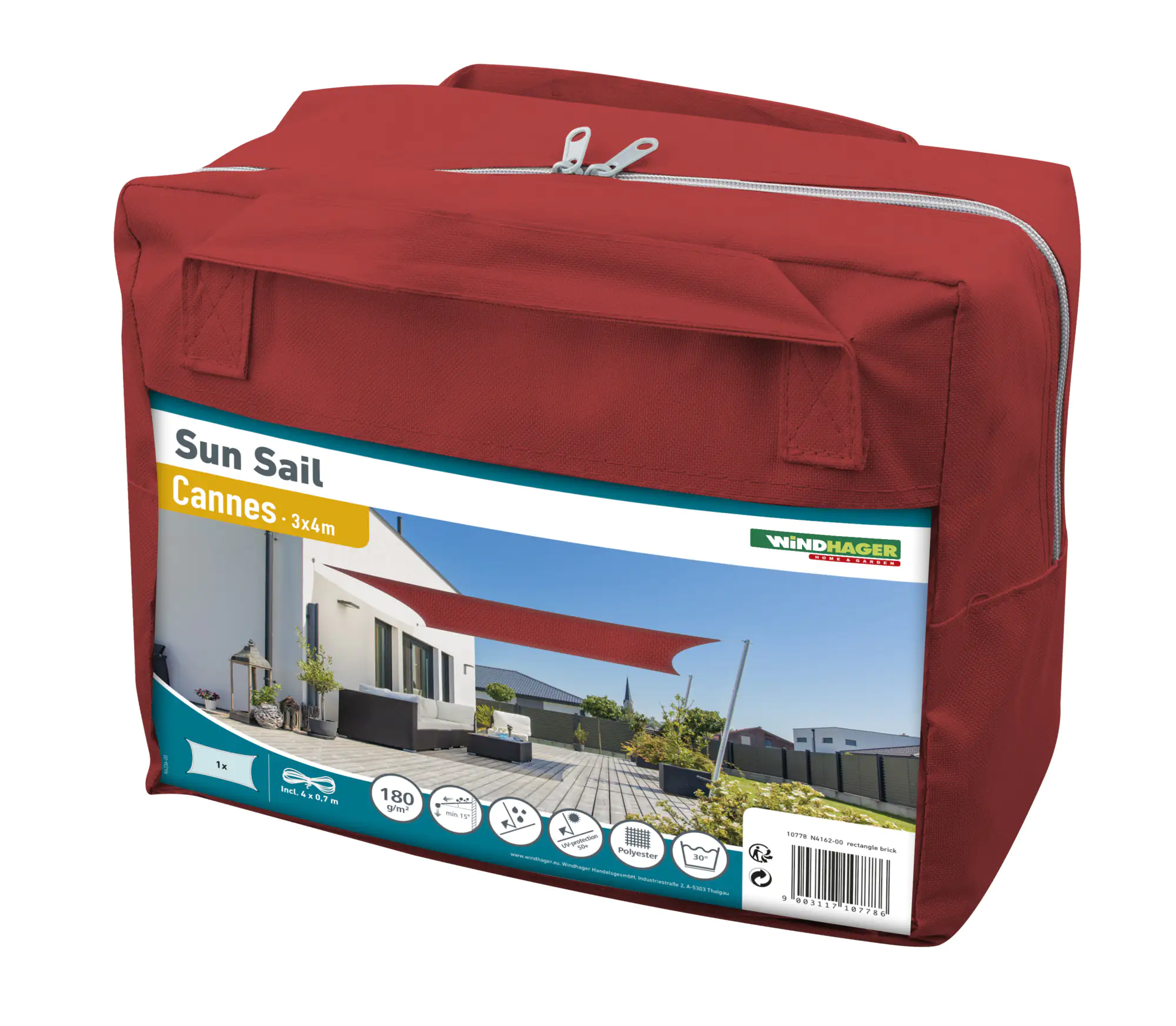 Windhager Sonnensegel Cannes brick 3 x 4 m
