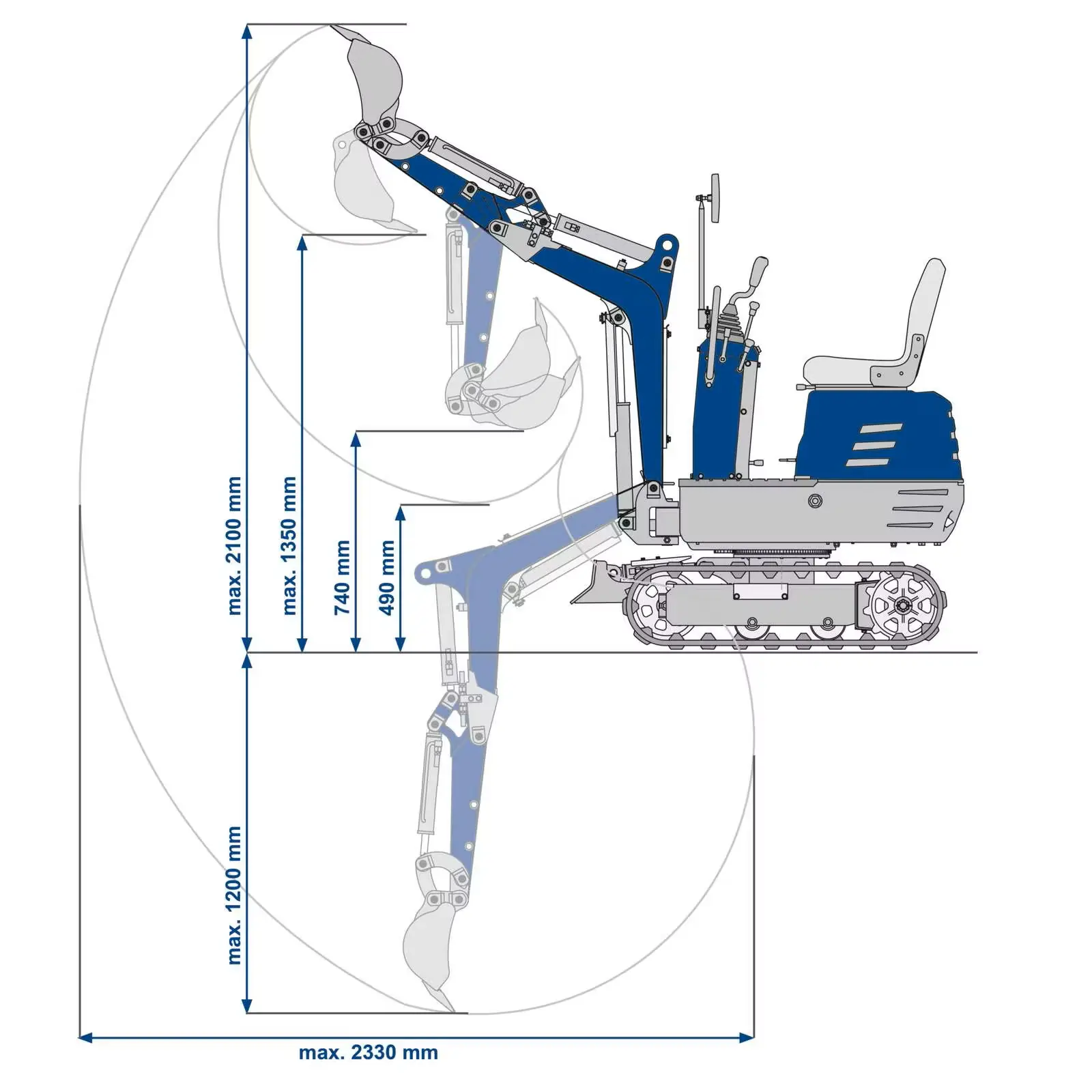 Scheppach Mini-Bagger EXC815 69 cm Spurbreite 8,5 PS